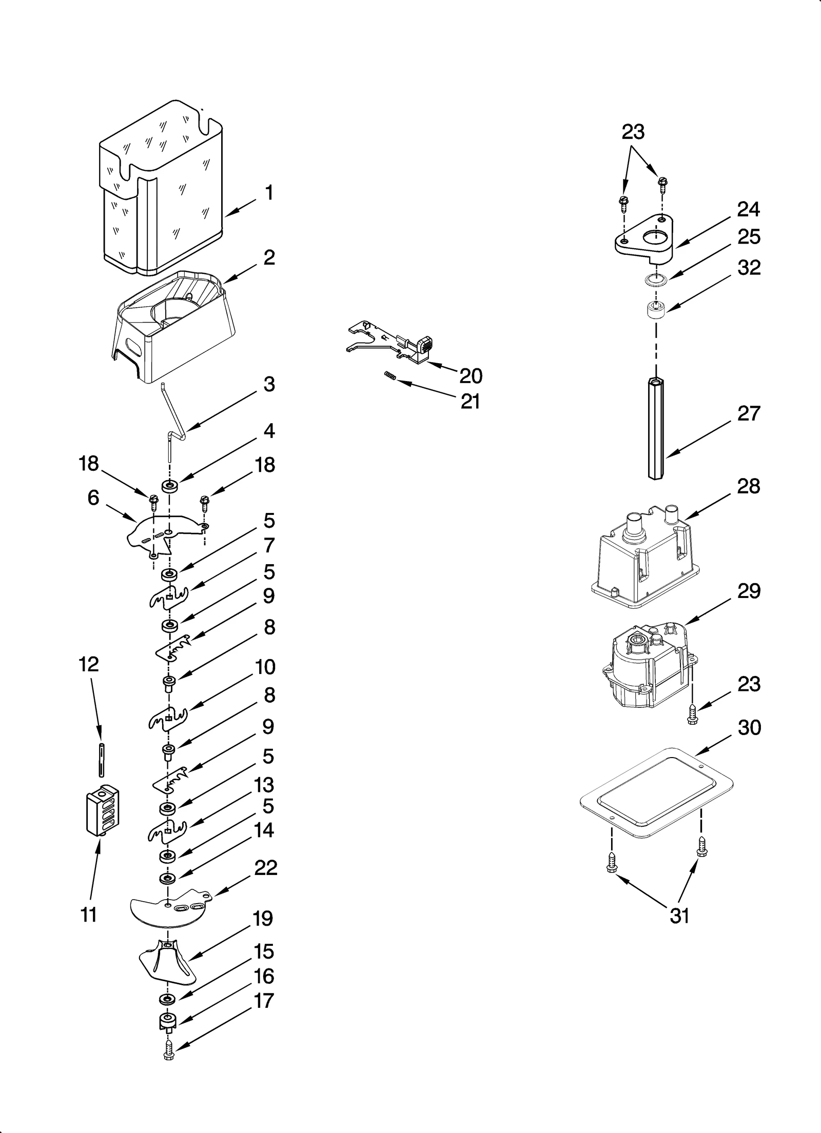 MOTOR AND ICE CONTAINER PARTS