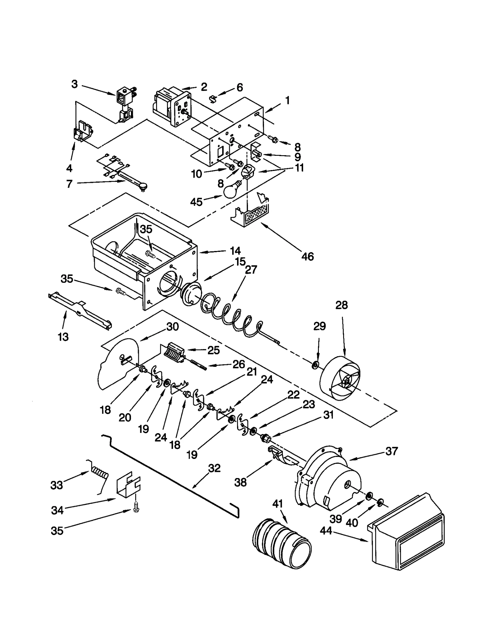 MOTOR AND ICE CONTAINER