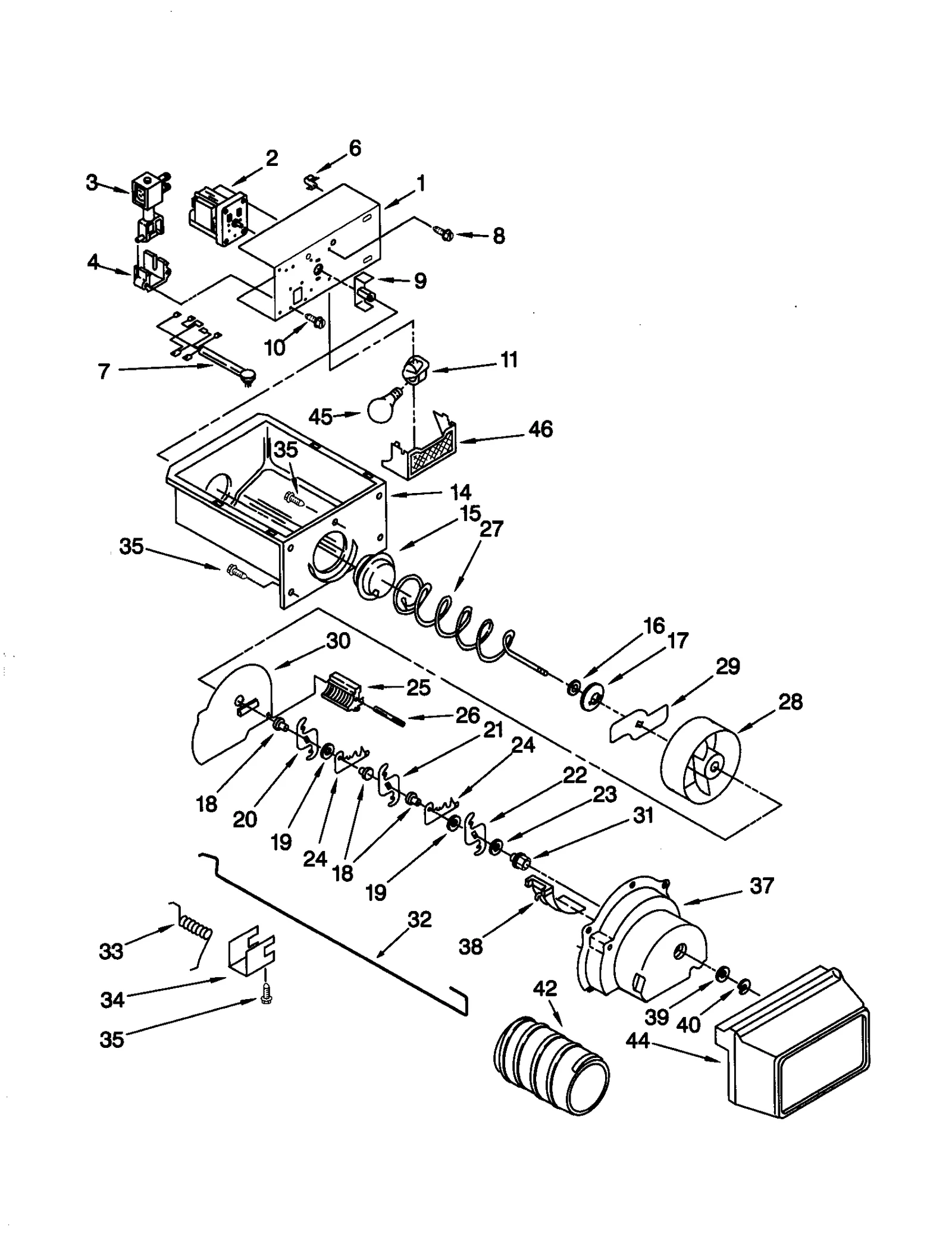 MOTOR AND ICE CONTAINER