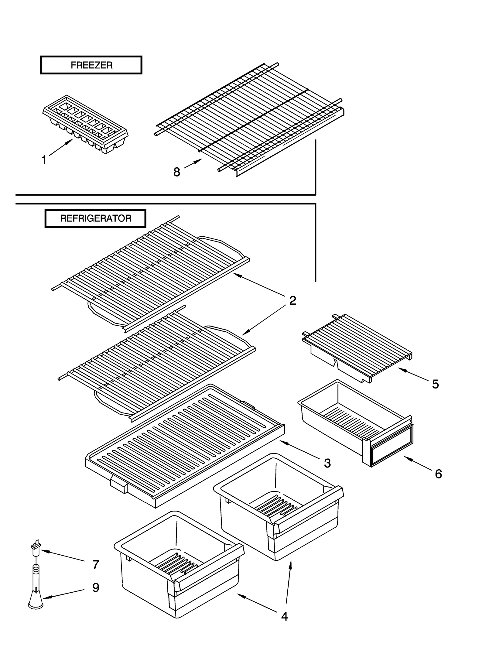 SHELF PARTS, OPTIONAL PARTS (NOT INCLUDED)
