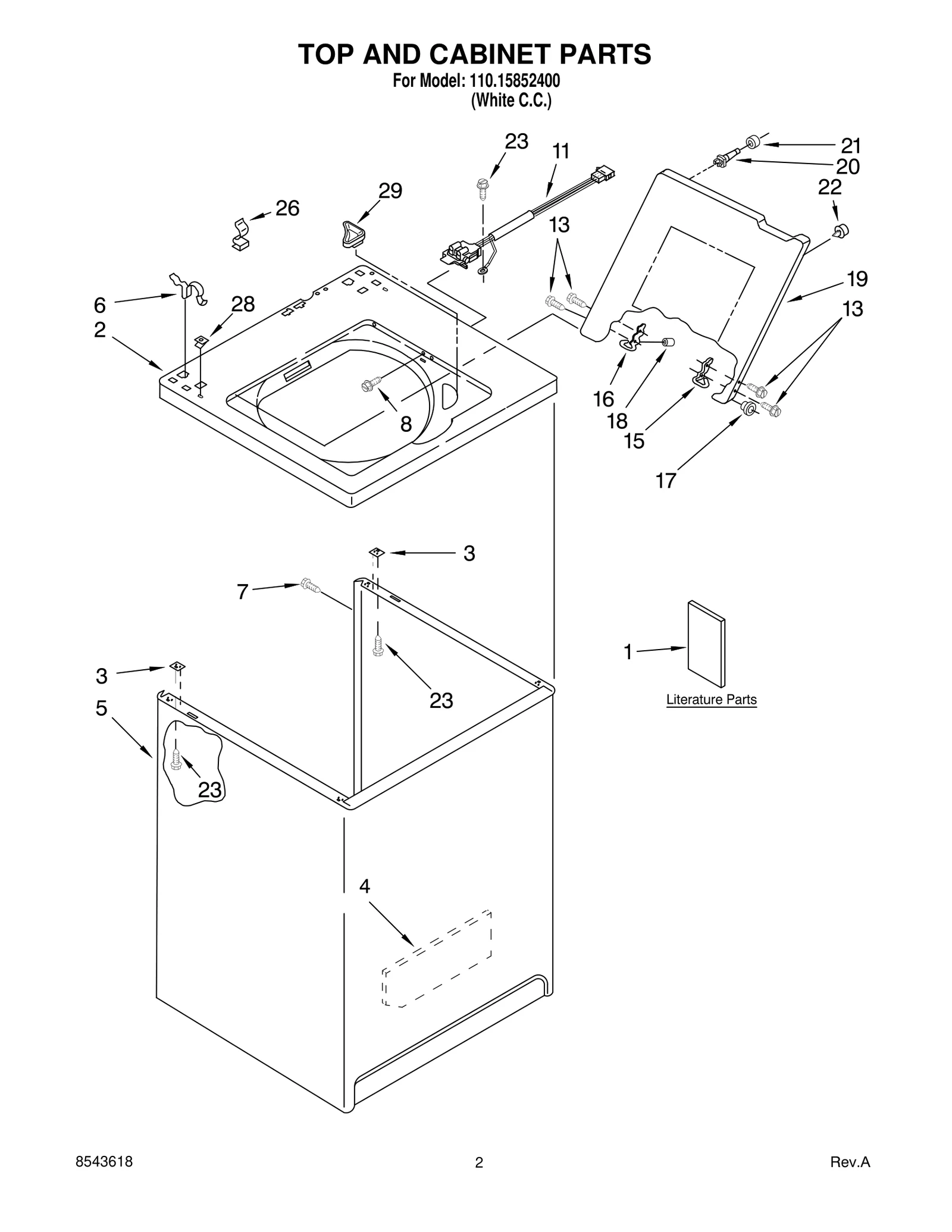 TOP AND CABINET PARTS