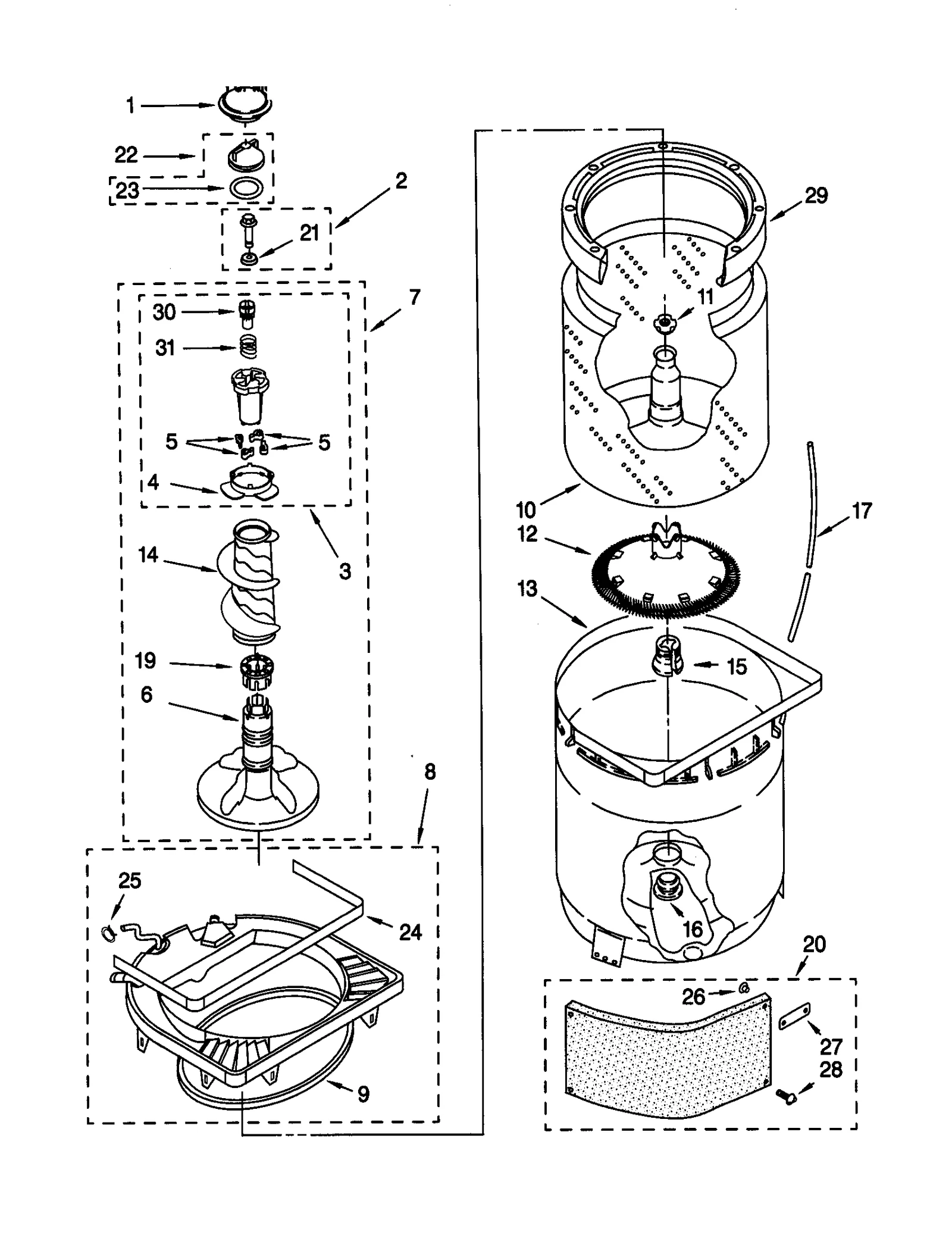 AGITATOR/BASKET/TUB