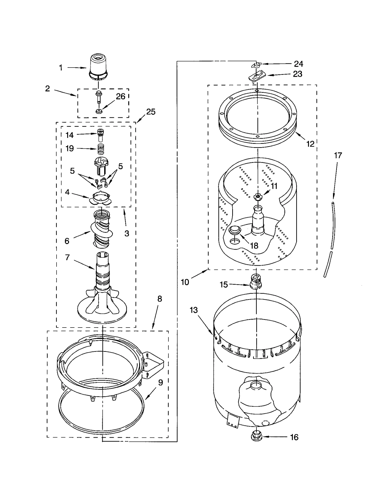 AGITATOR/BASKET/TUB