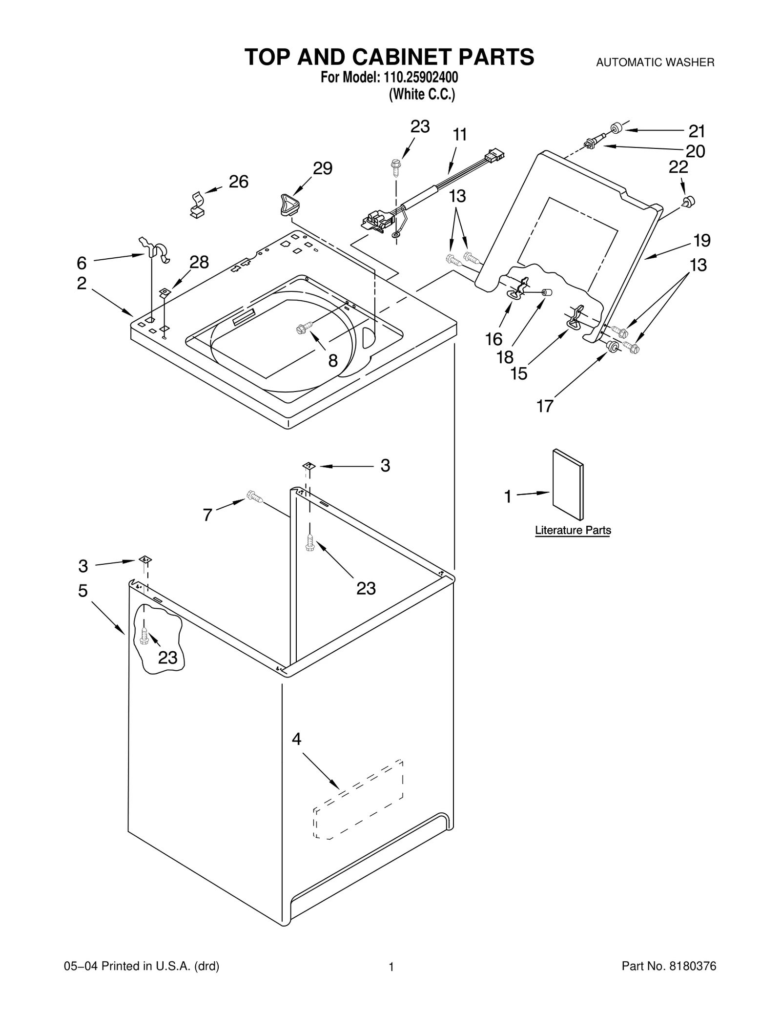 TOP AND CABINET PARTS