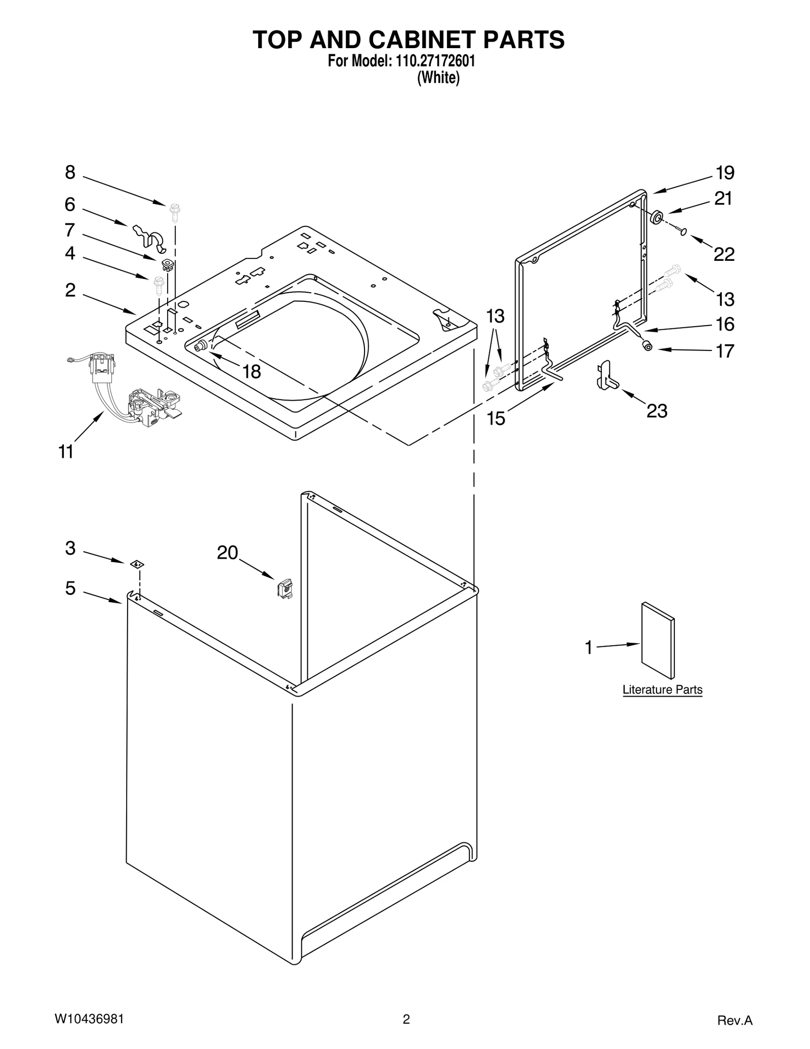 TOP AND CABINET PARTS