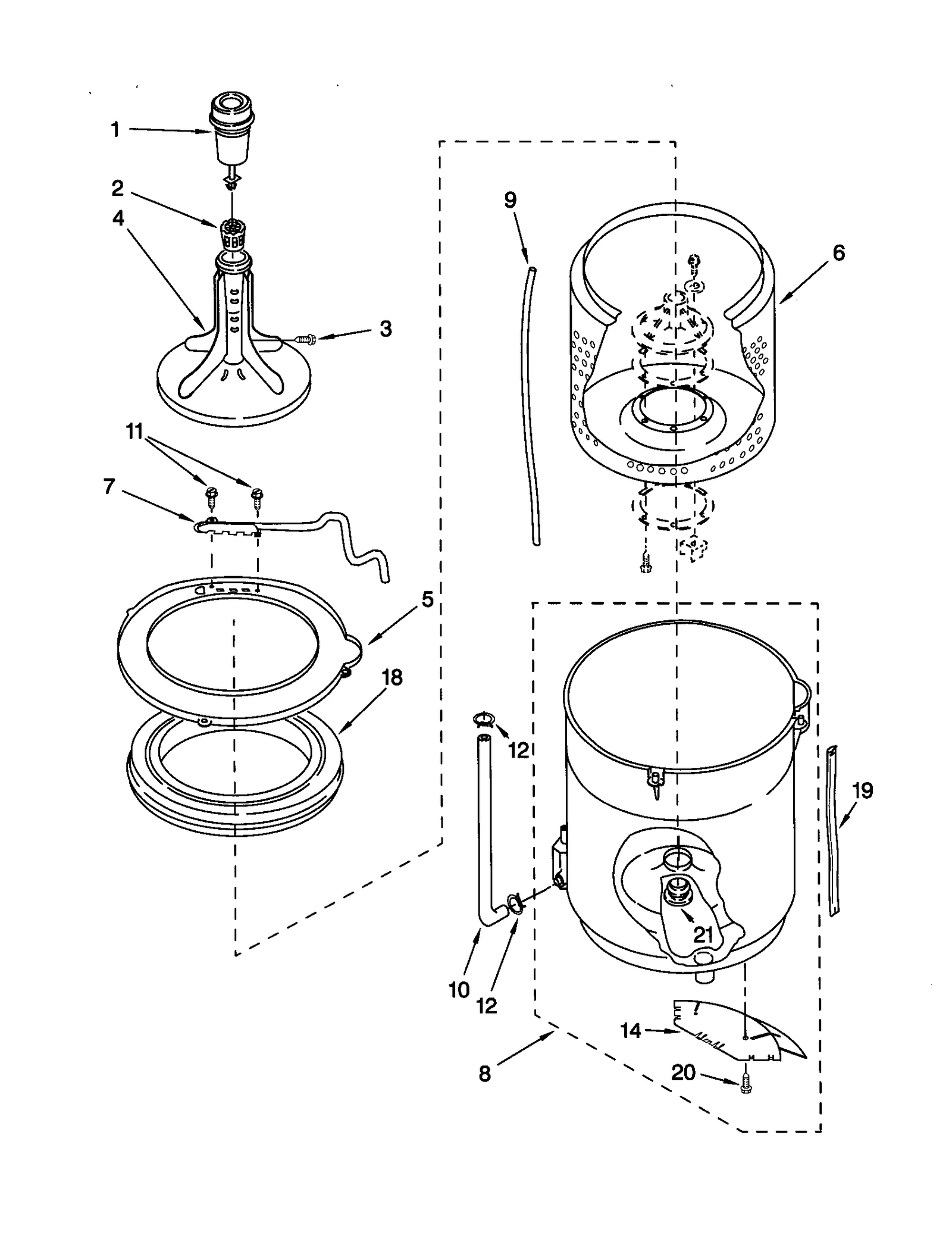 AGITATOR,BASKET, AND TUB
