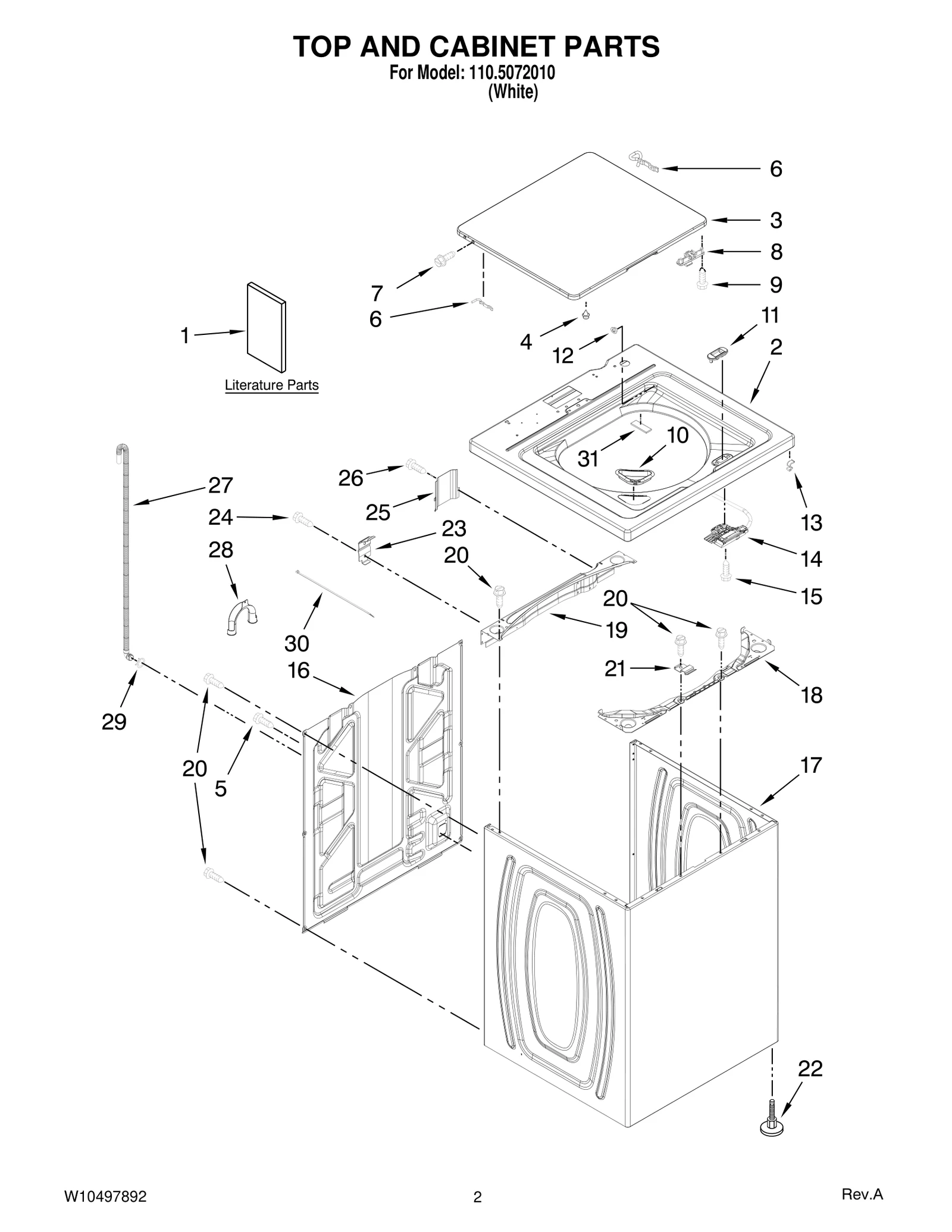 TOP AND CABINET PARTS