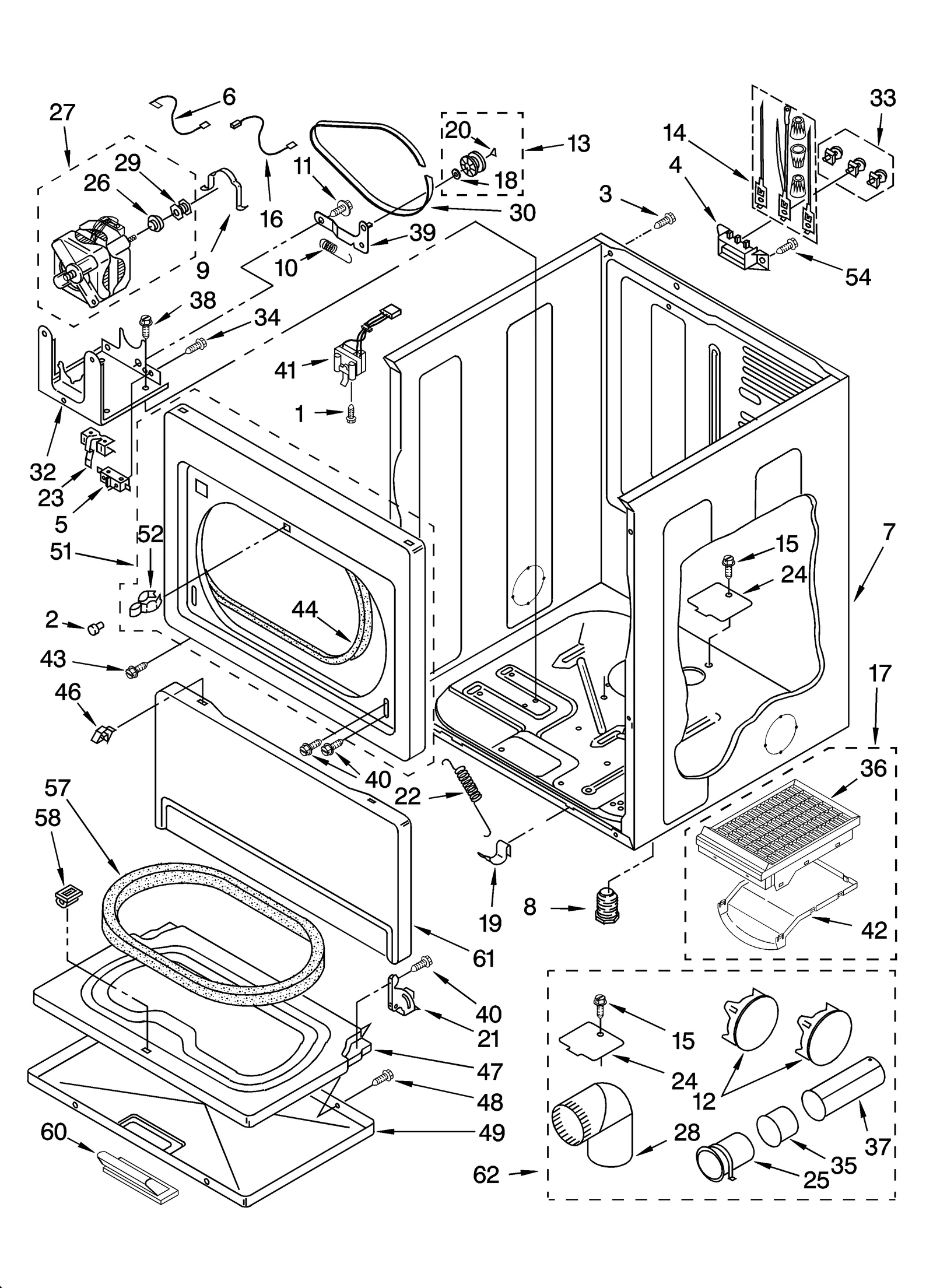 CABINET PARTS AND OPTIONAL PARTS (NOT INCLUDED)