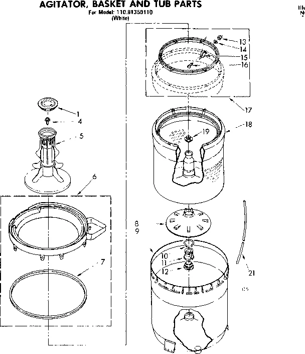 AGITATOR BASKET AND TUB PARTS
