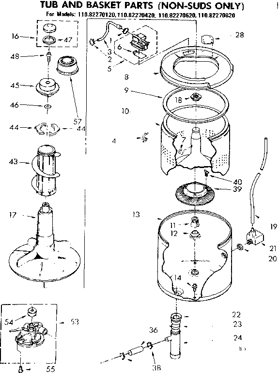 TUB AND BASKET PARTS NON-SUDS ONLY