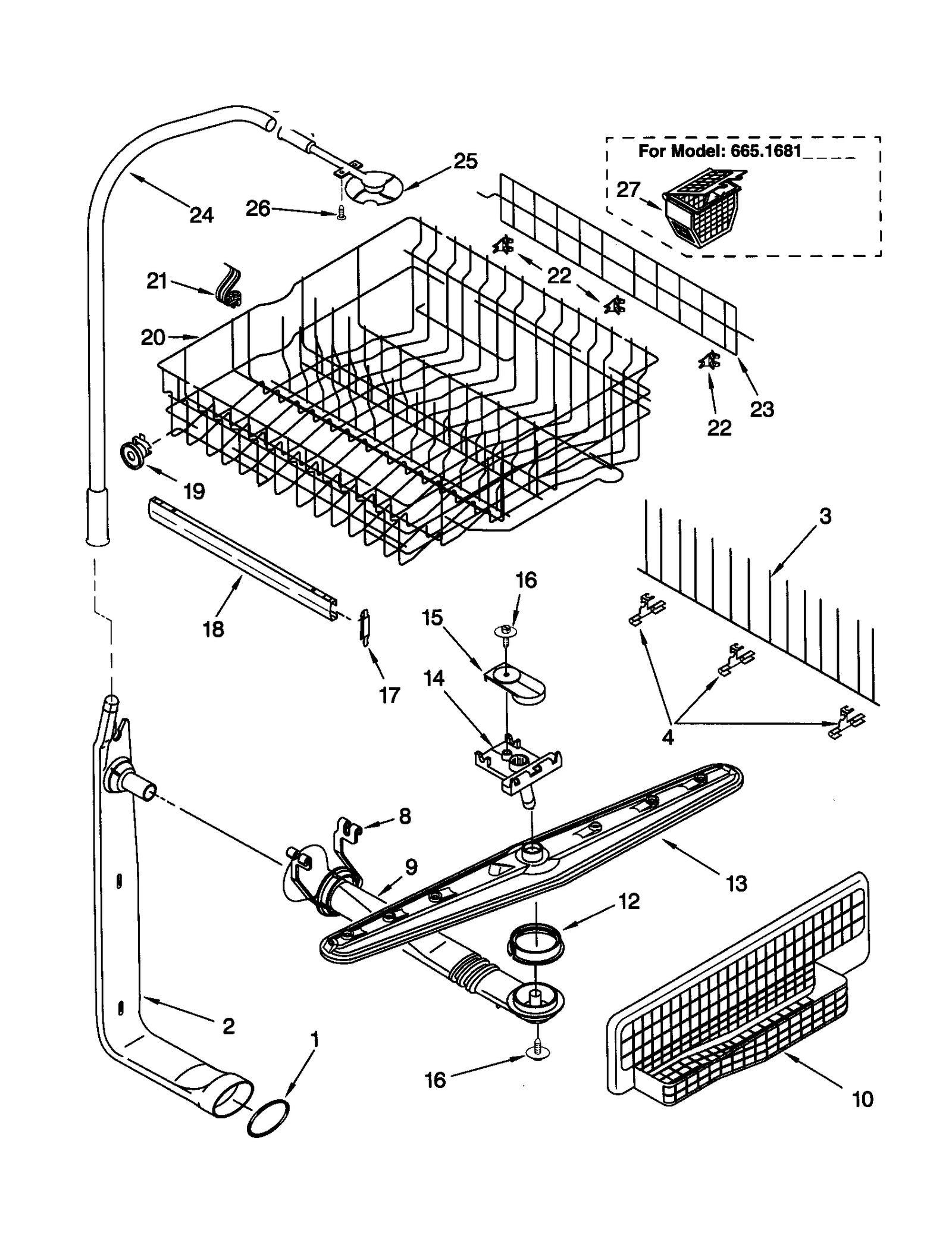 UPPER DISHRACK AND WATER FEED