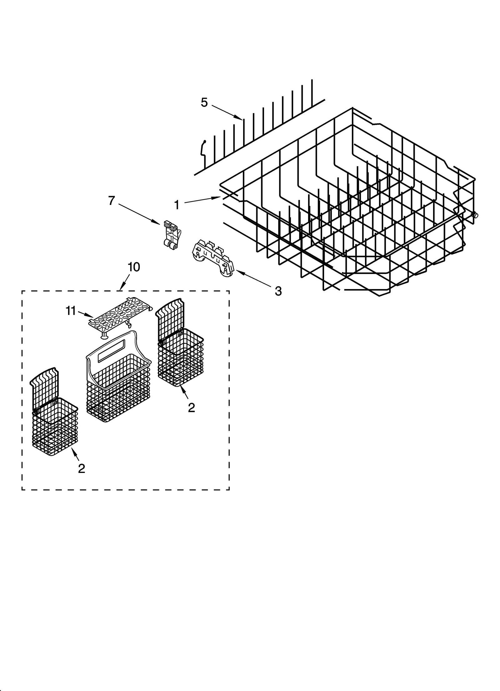 LOWER RACK PARTS, OPTIONAL PARTS (NOT INCLUDED)