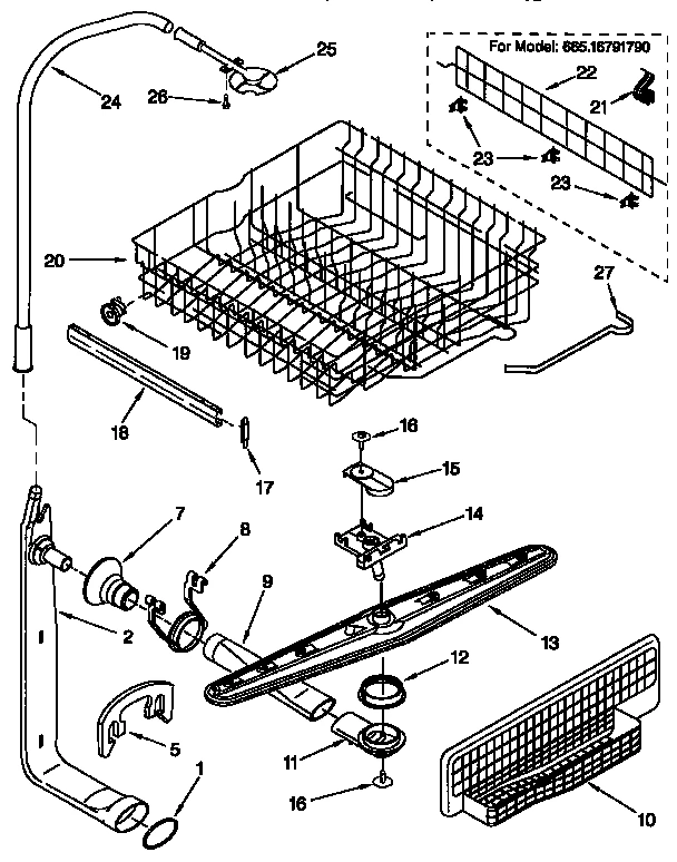 UPPER DISHRACK AND WATER FEED
