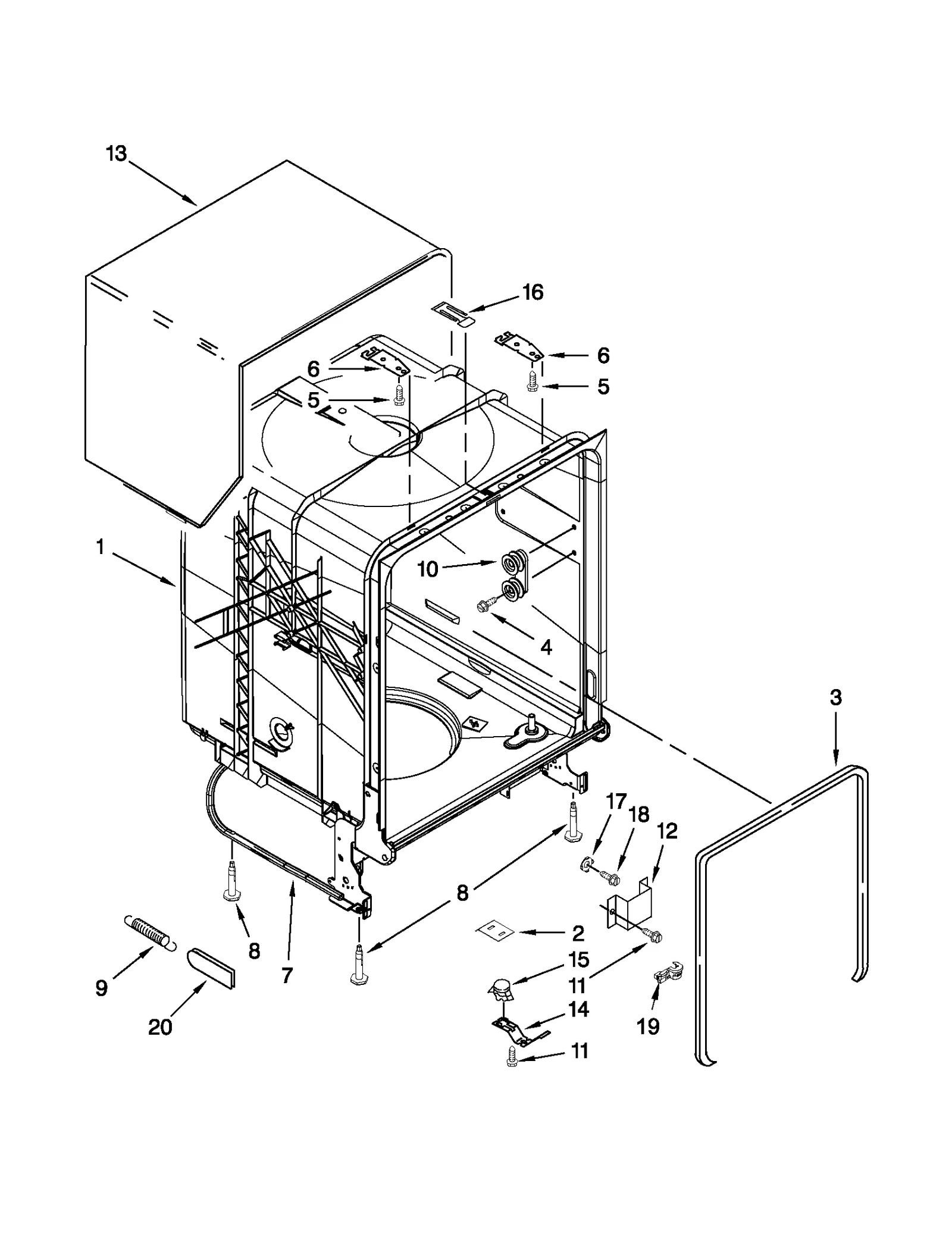 TUB AND FRAME PARTS