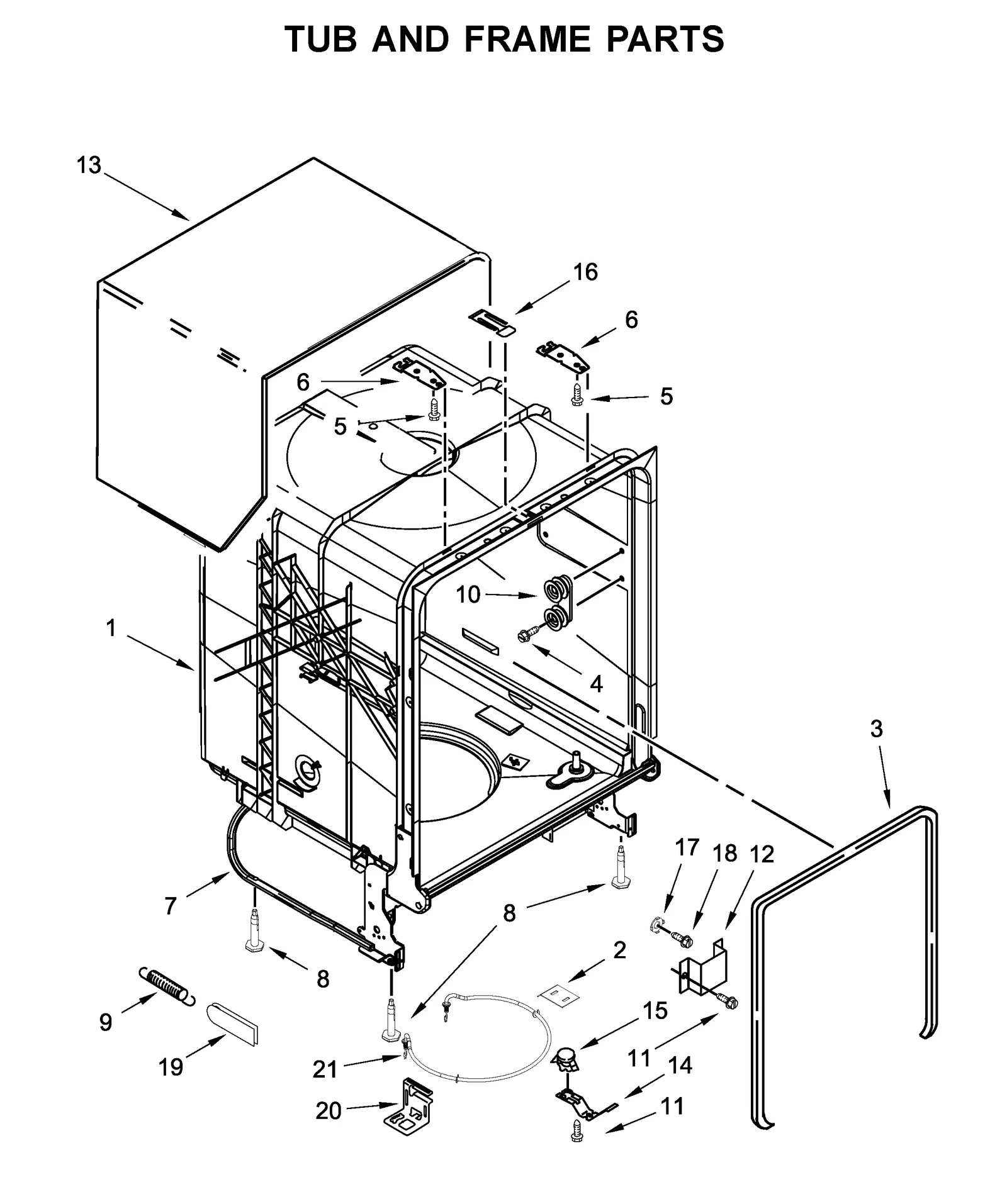 TUB AND FRAME PARTS