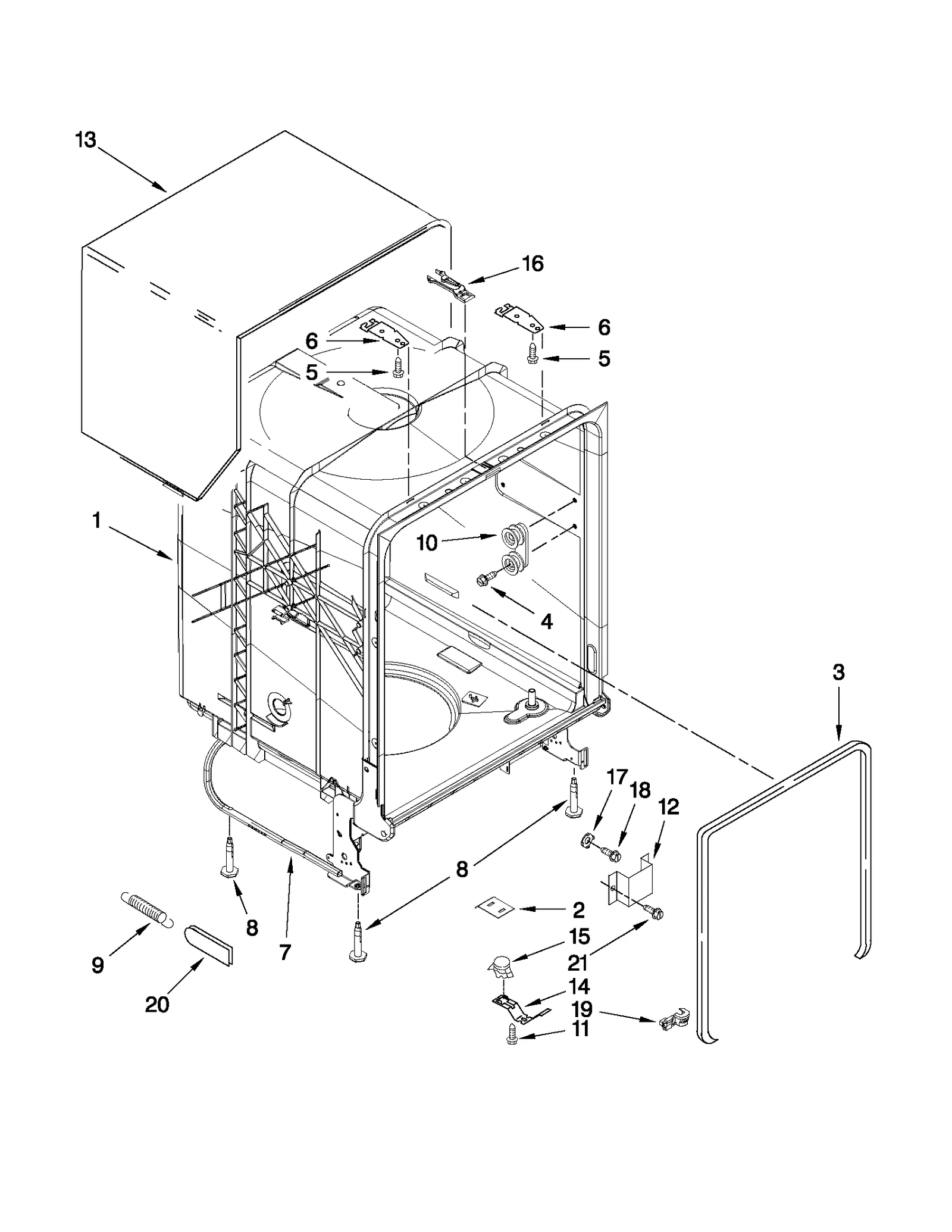 TUB AND FRAME PARTS