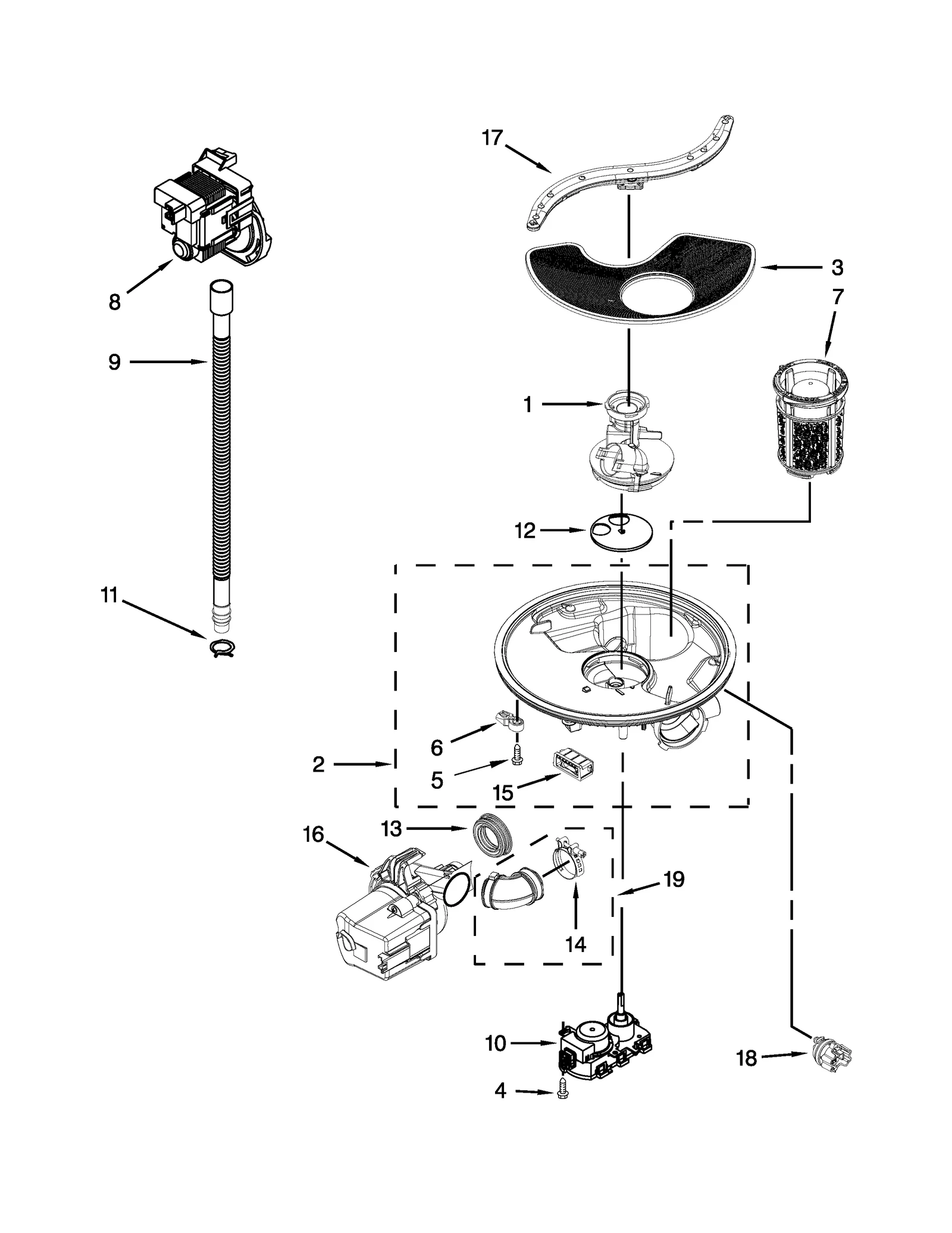 PUMP, WASHARM AND MOTOR PARTS