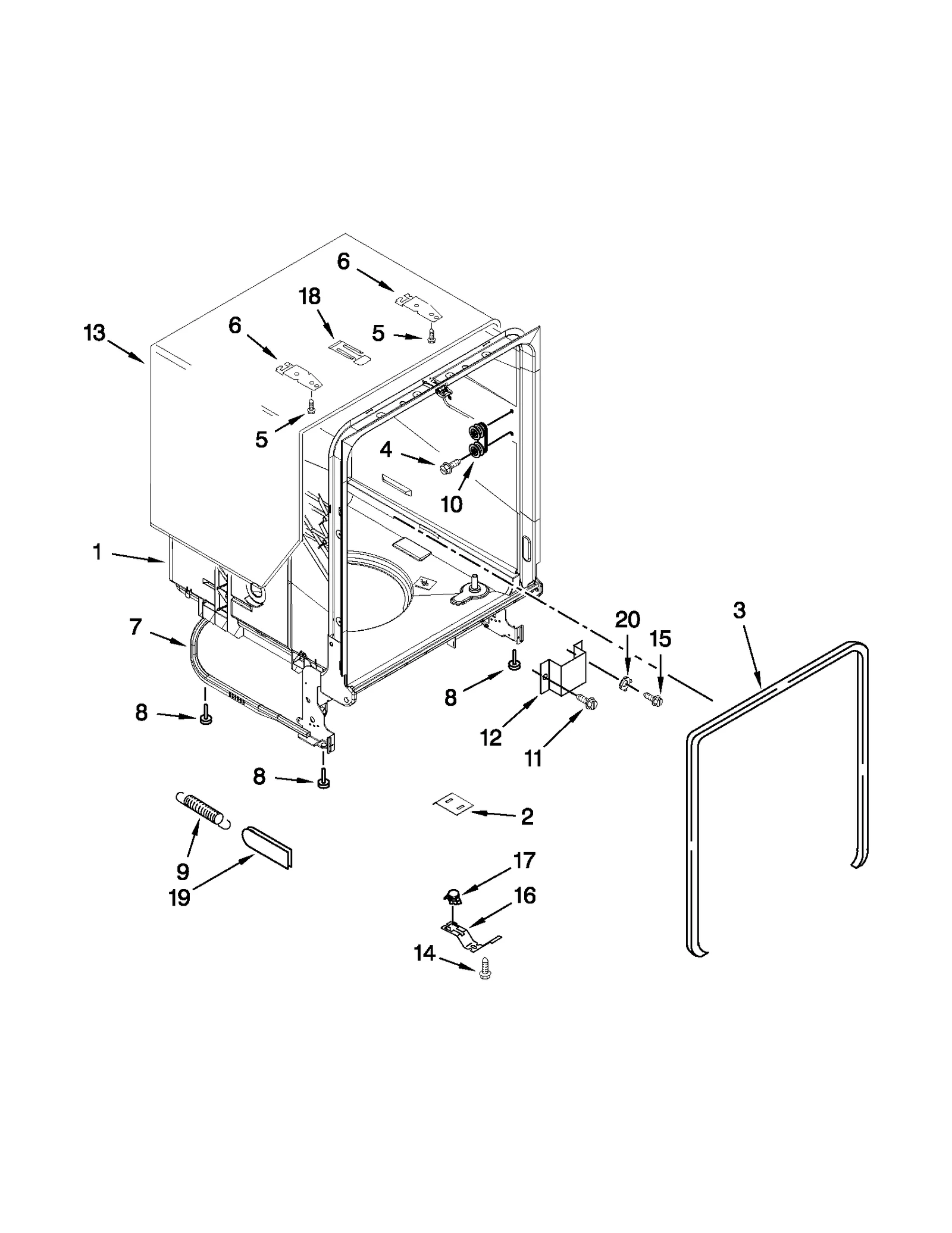 TUB AND FRAME PARTS