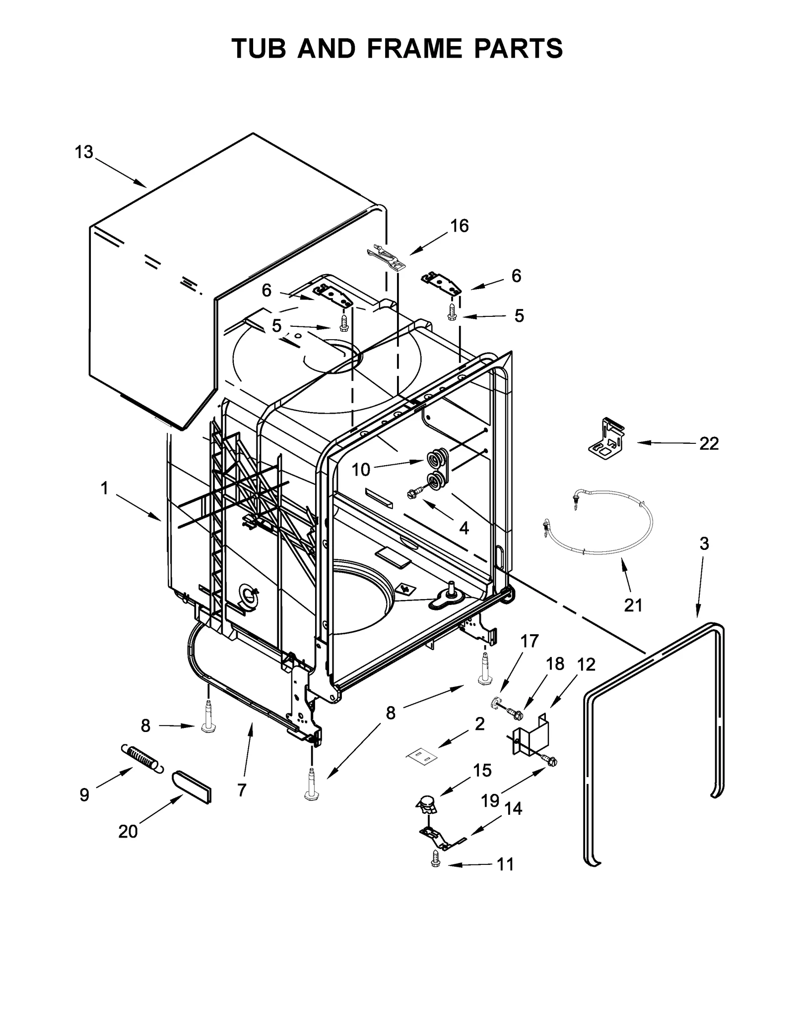 TUB AND FRAME PARTS