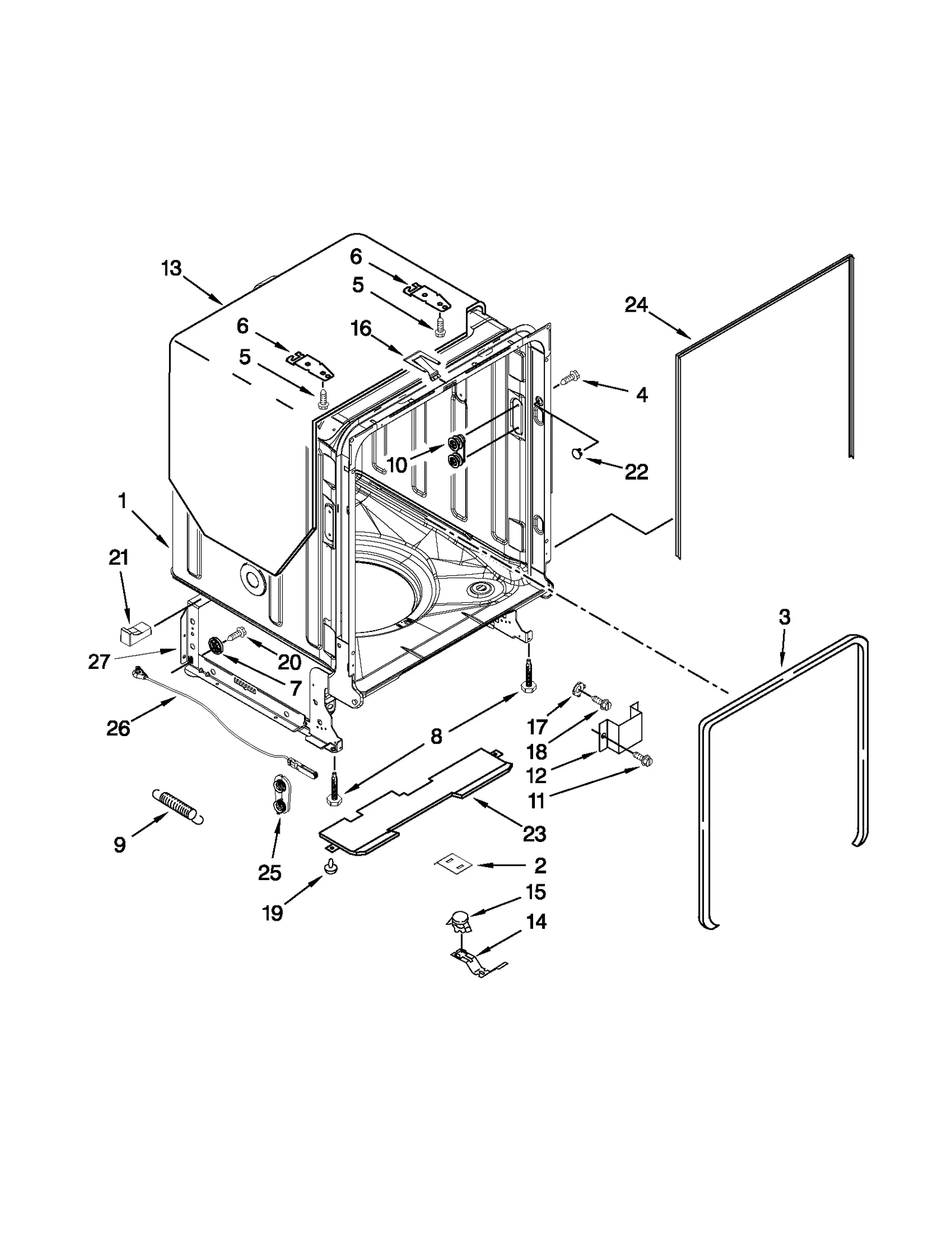 TUB AND FRAME PARTS