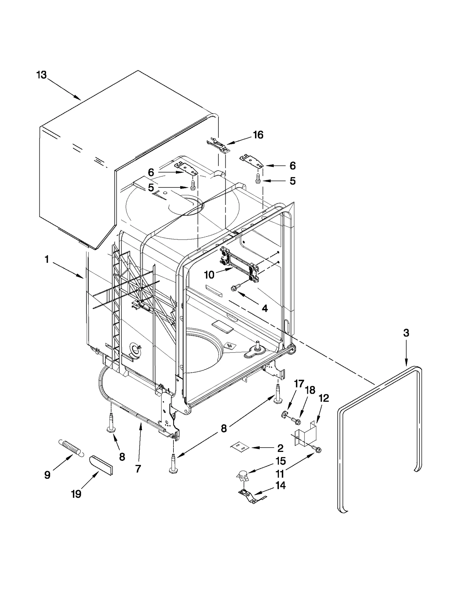 TUB AND FRAME PARTS