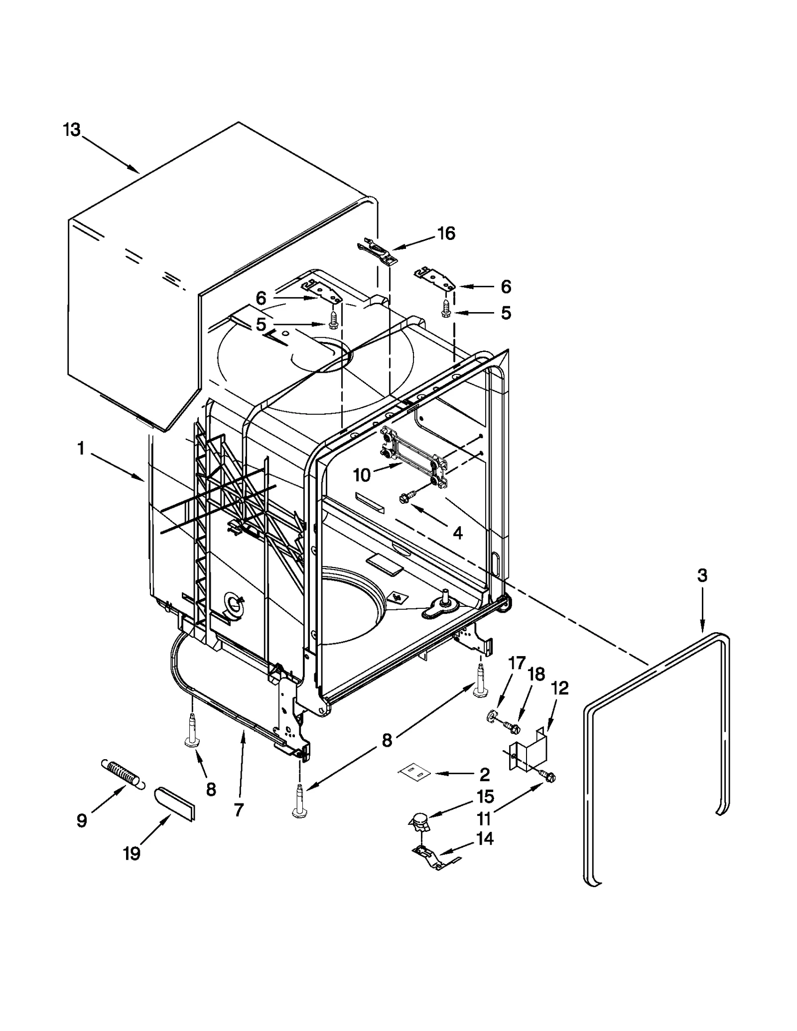 TUB AND FRAME PARTS