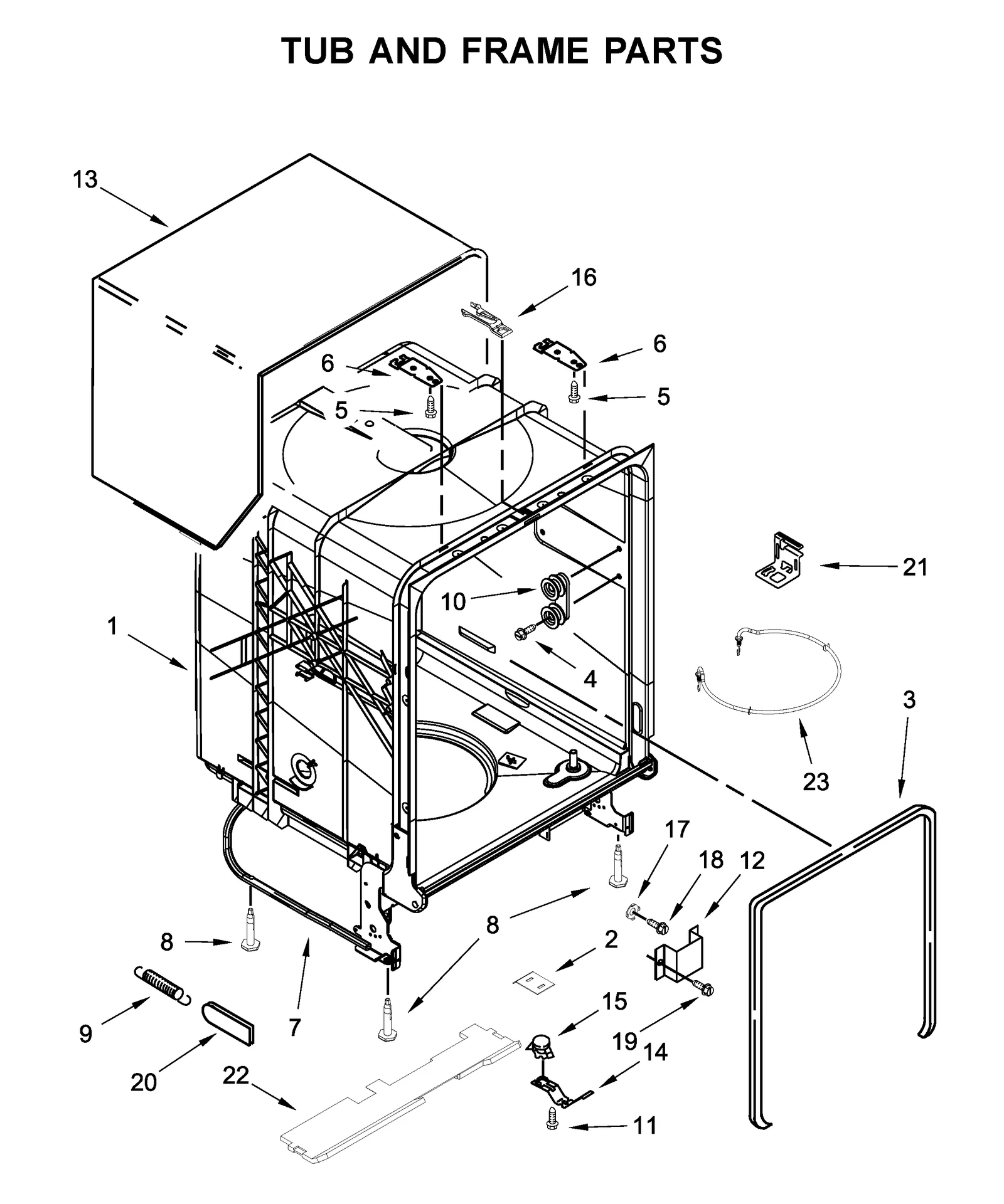 TUB AND FRAME PARTS