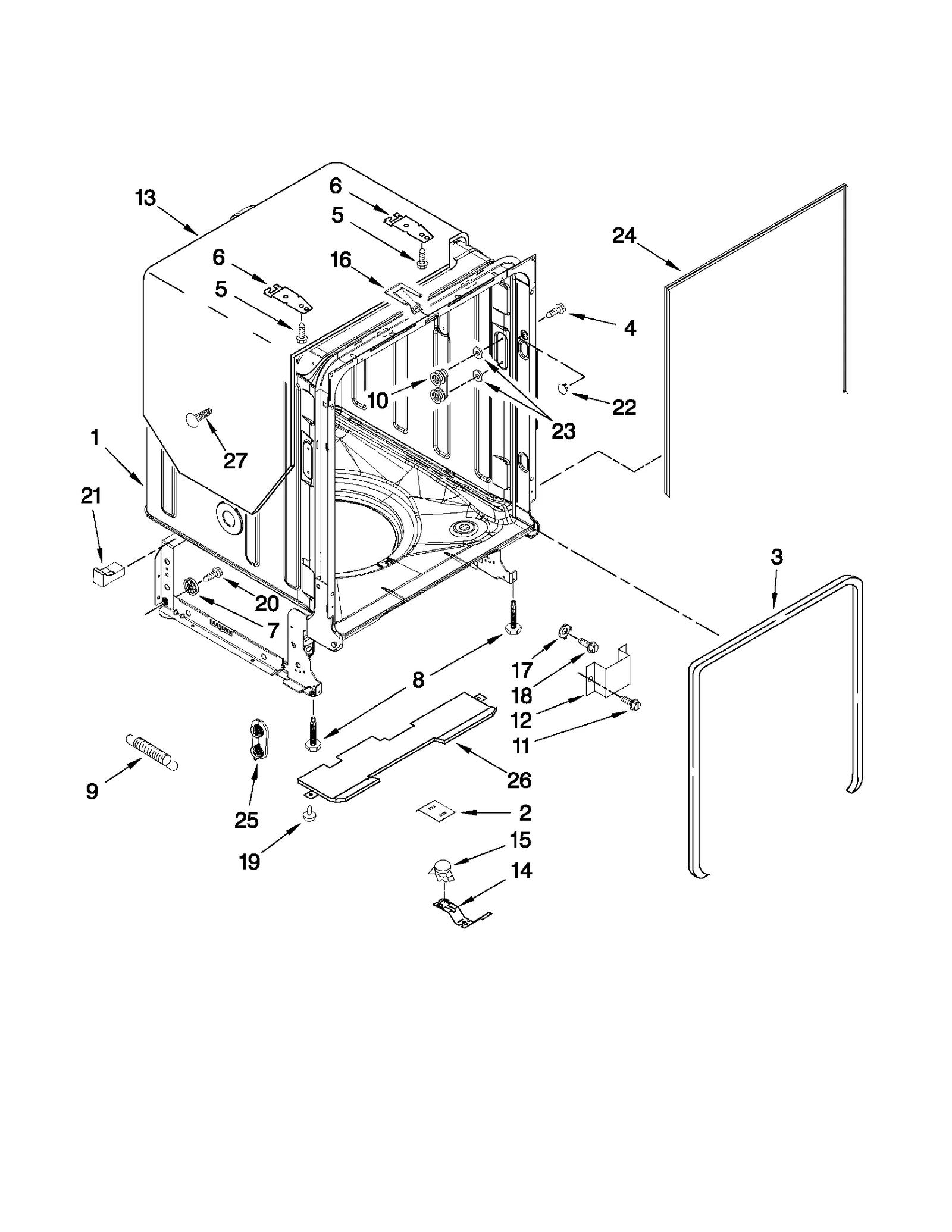 TUB AND FRAME PARTS