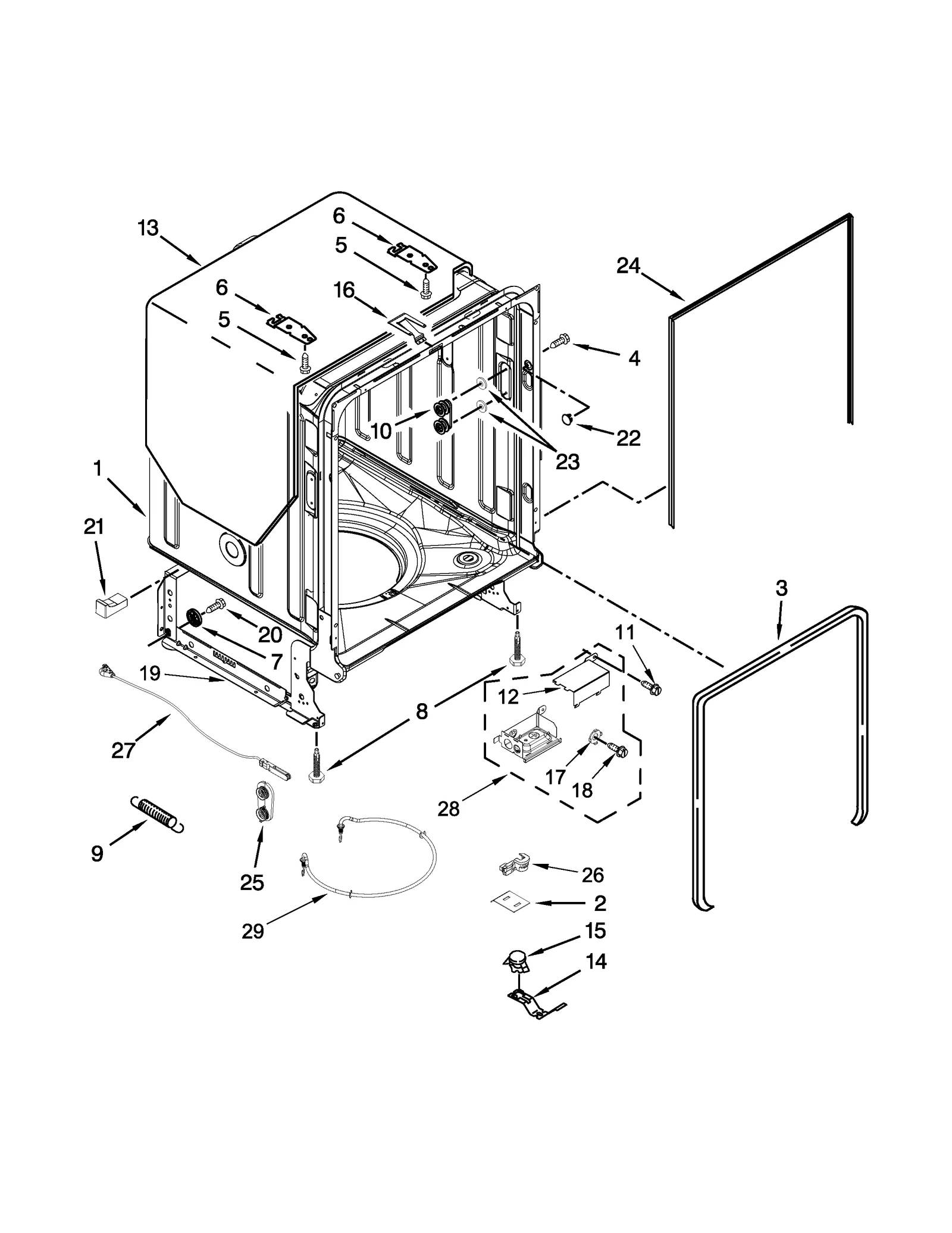 TUB AND FRAME PARTS