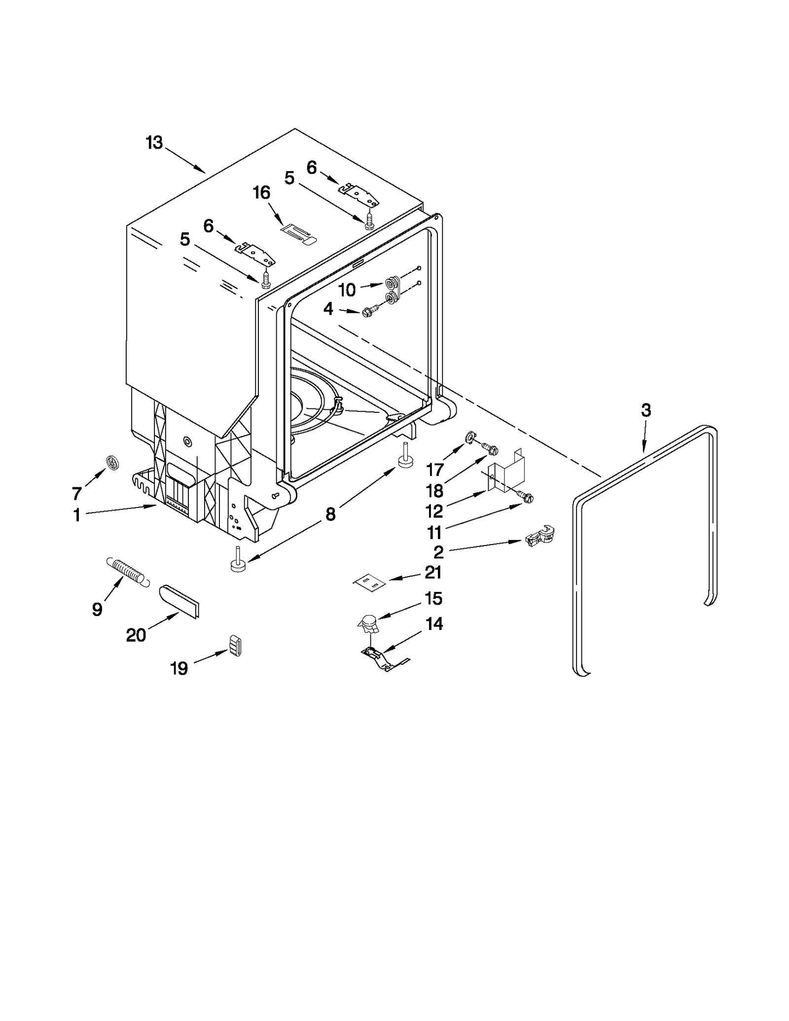TUB AND FRAME PARTS