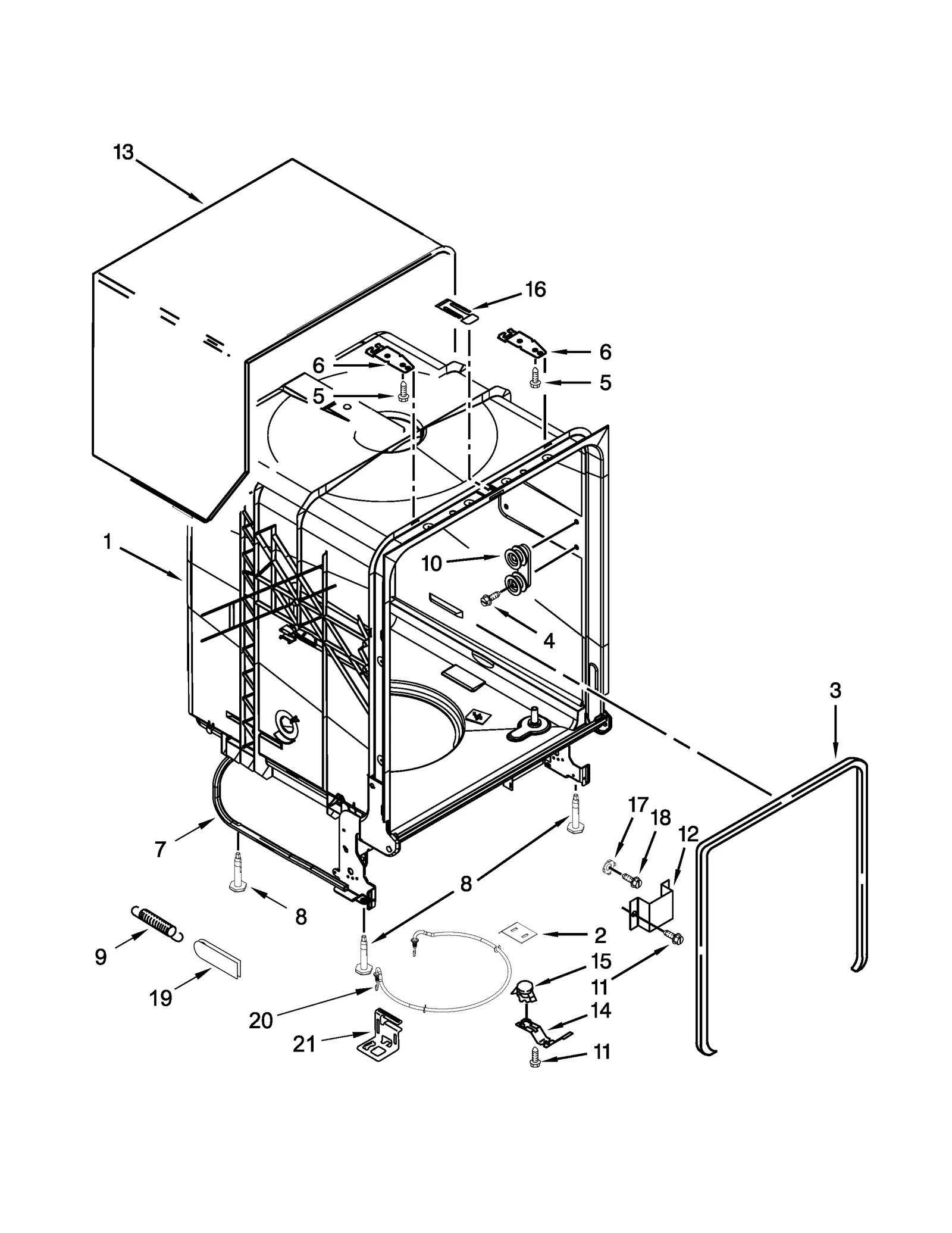 TUB AND FRAME PARTS