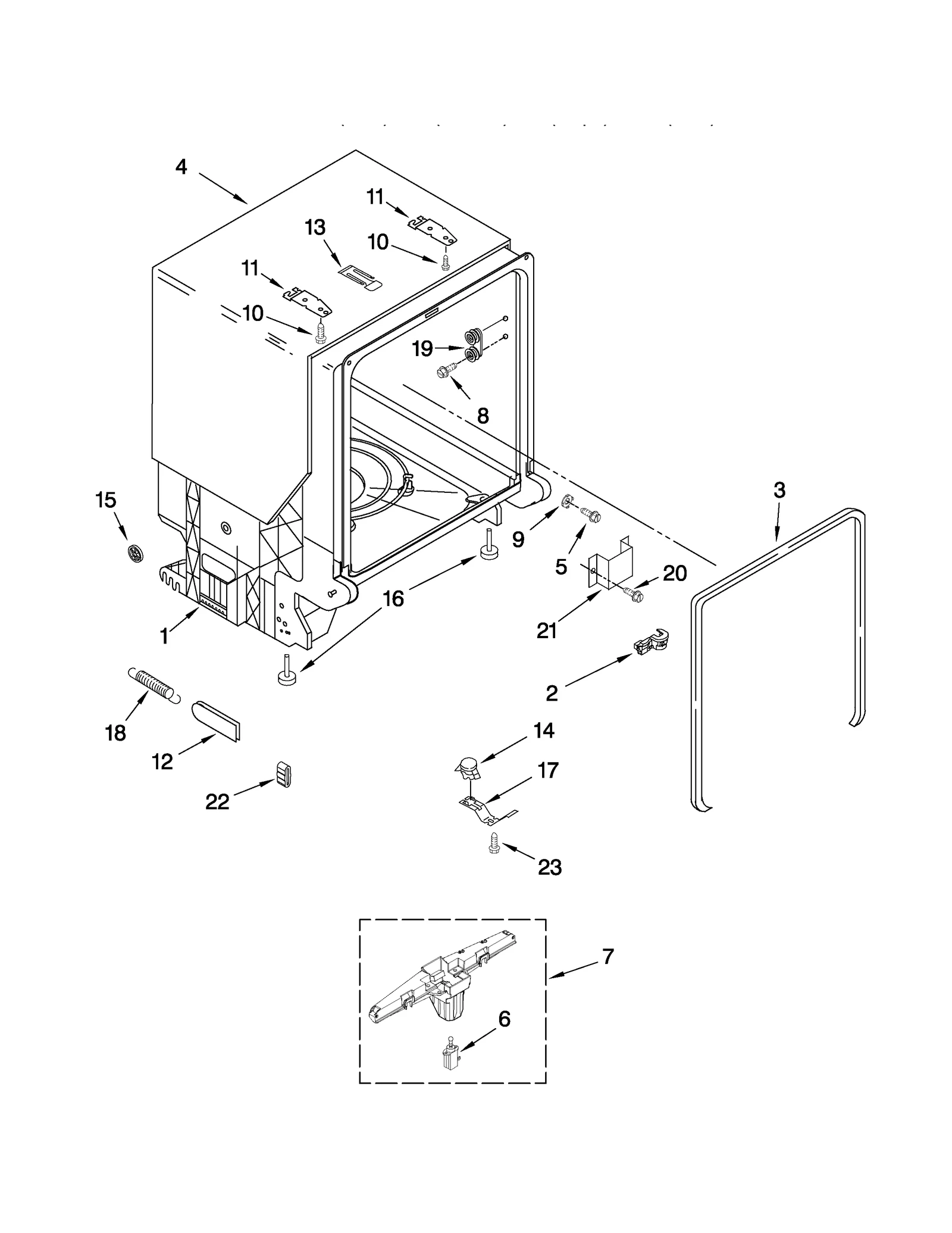 TUB AND FRAME PARTS