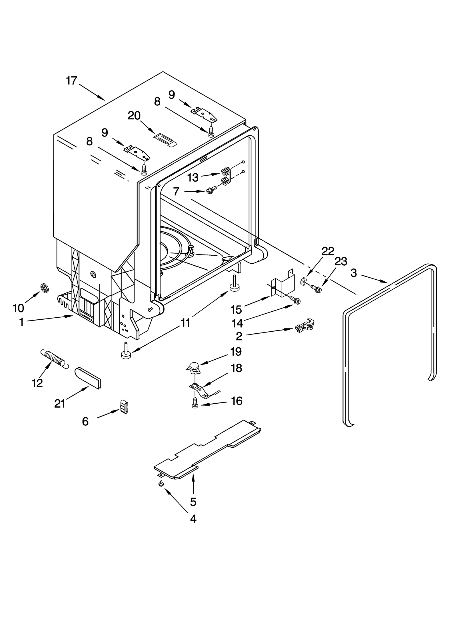 TUB AND FRAME PARTS