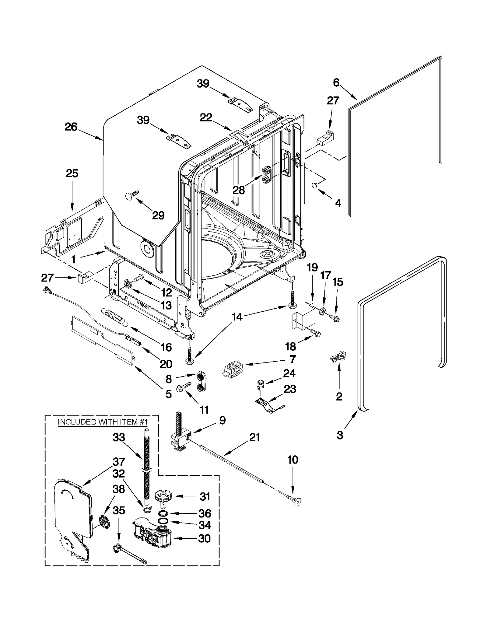 TUB AND FRAME PARTS
