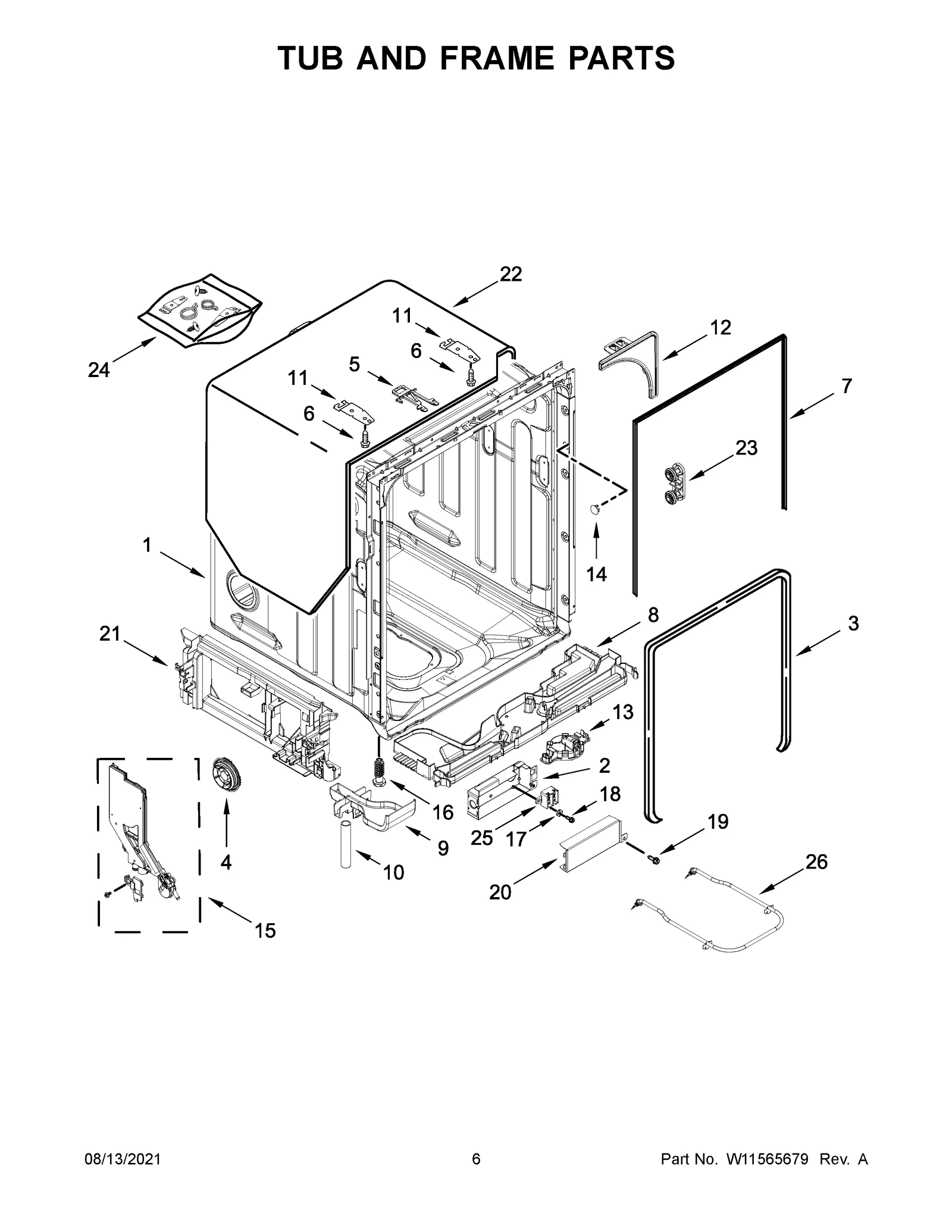 TUB AND FRAME PARTS