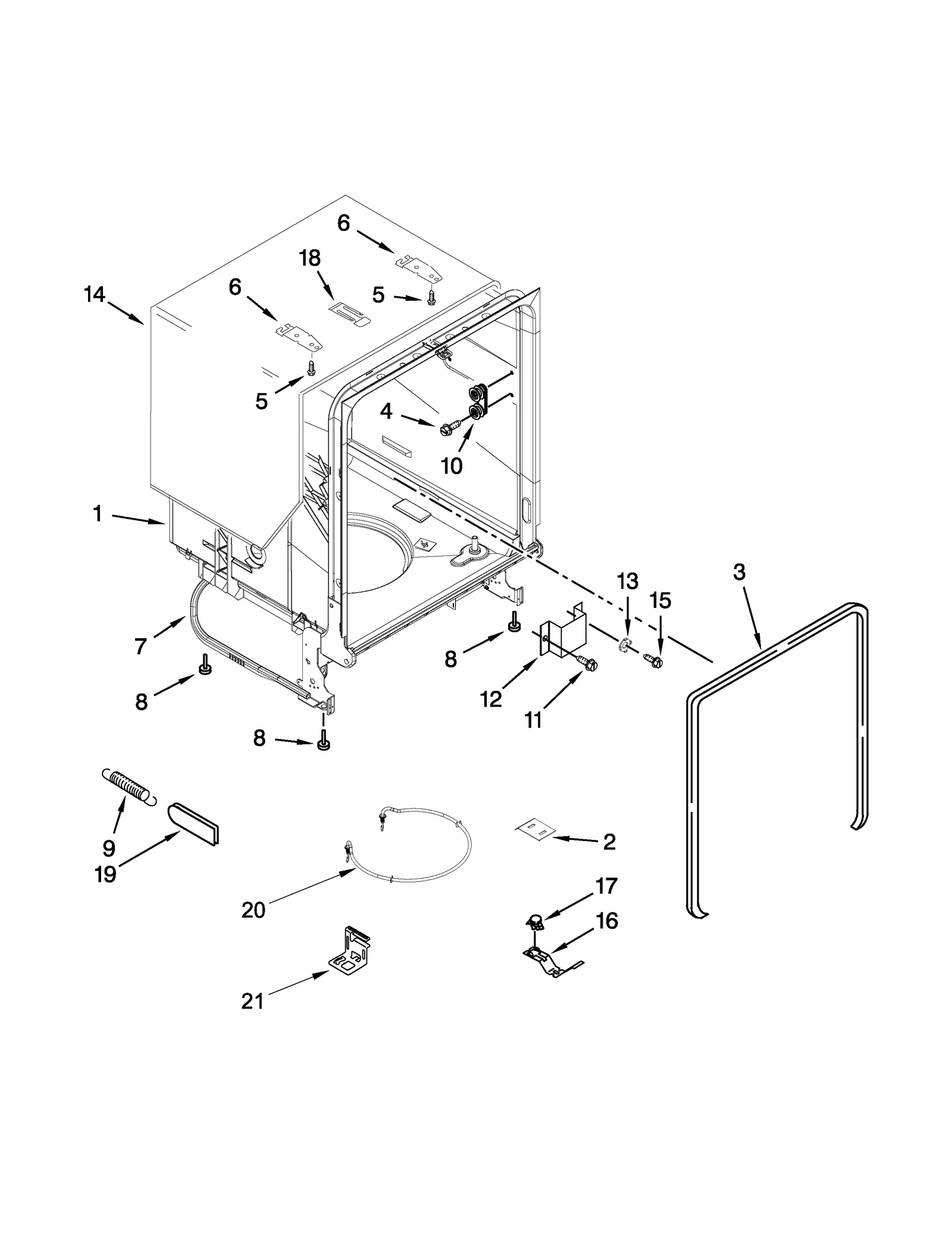 TUB AND FRAME PARTS