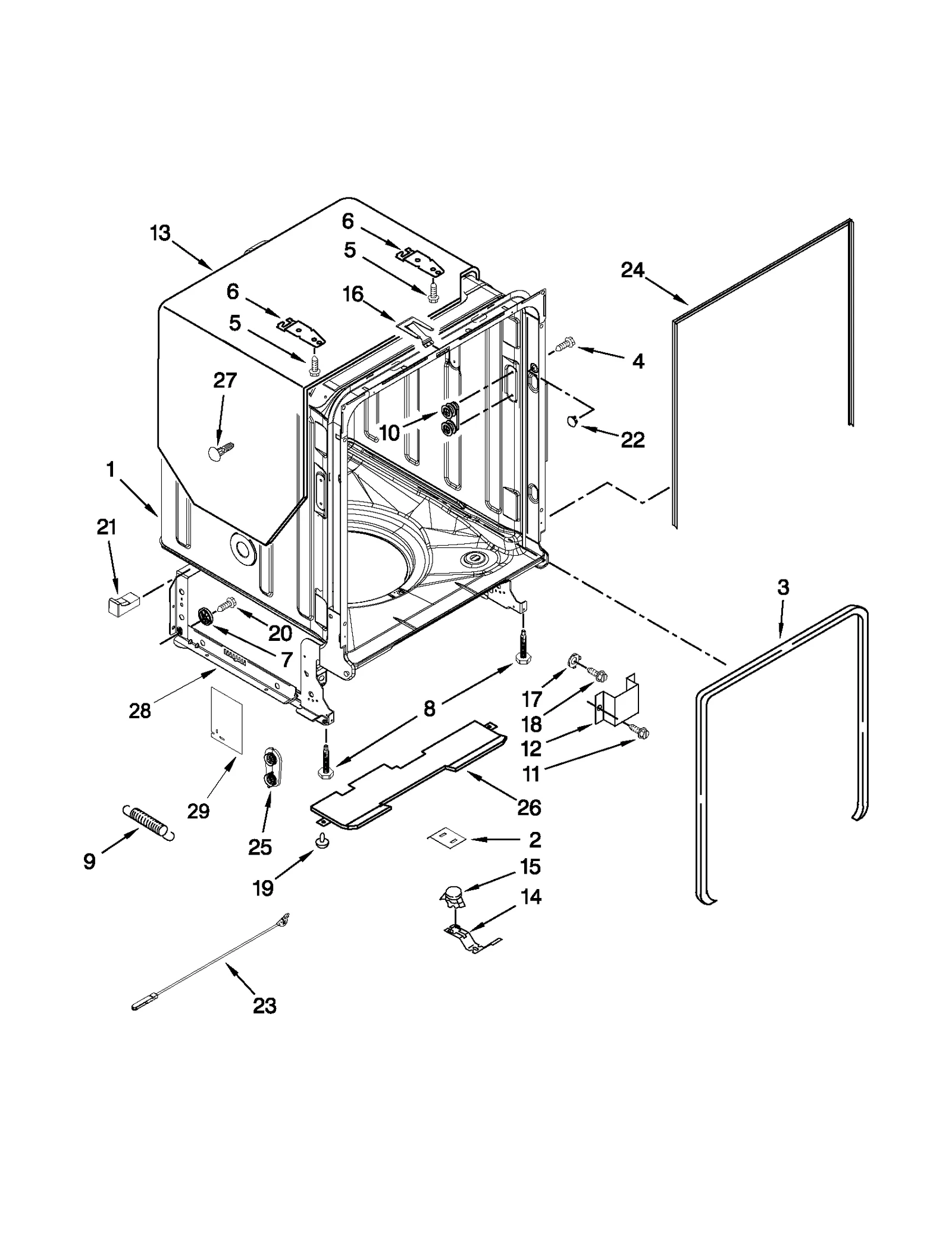 TUB AND FRAME PARTS