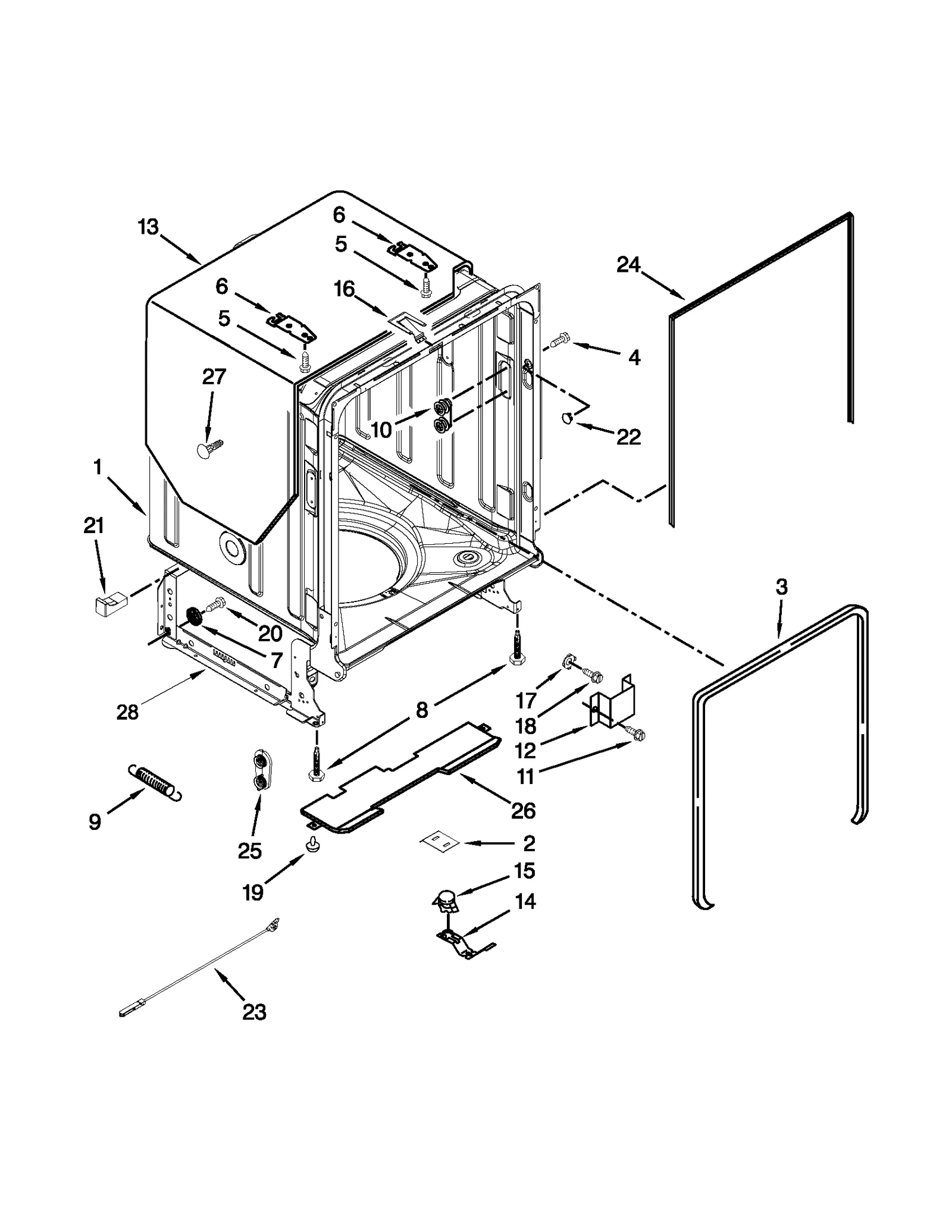 TUB AND FRAME PARTS
