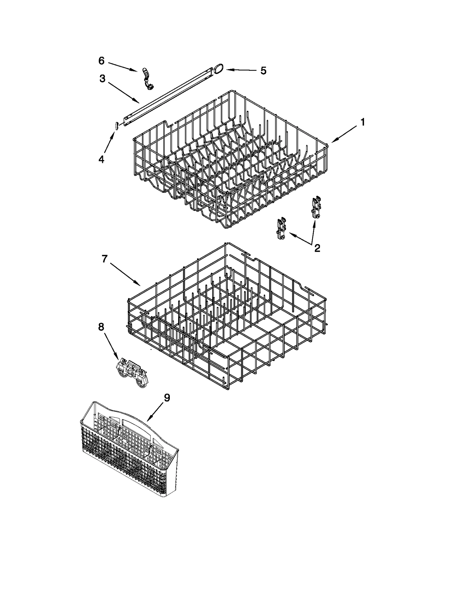 UPPER AND LOWER RACK AND TRACK PARTS