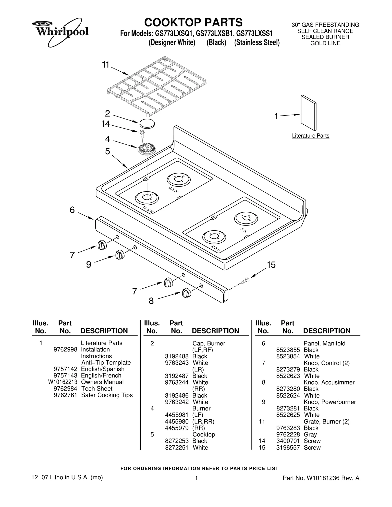 COOKTOP PARTS