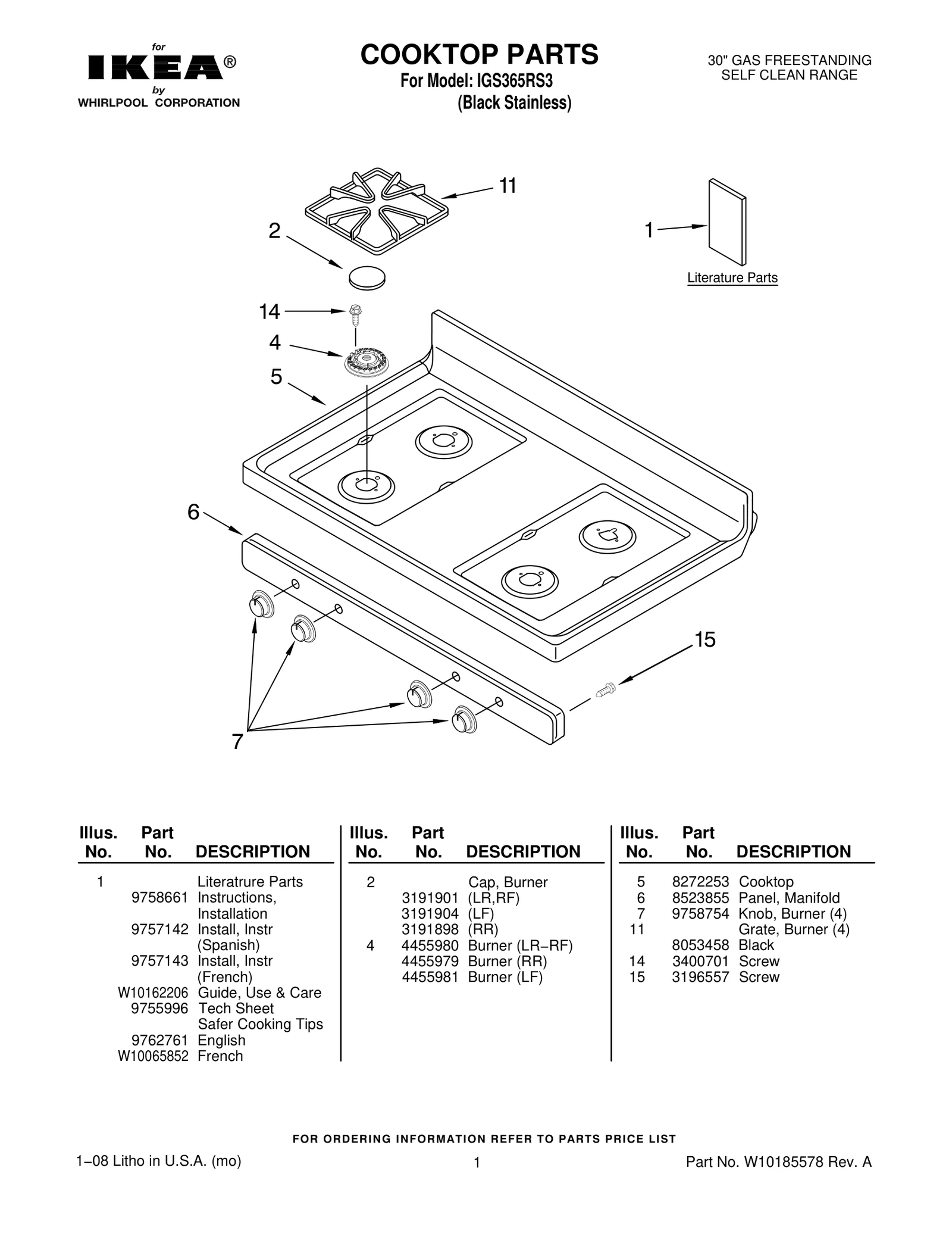 COOKTOP PARTS