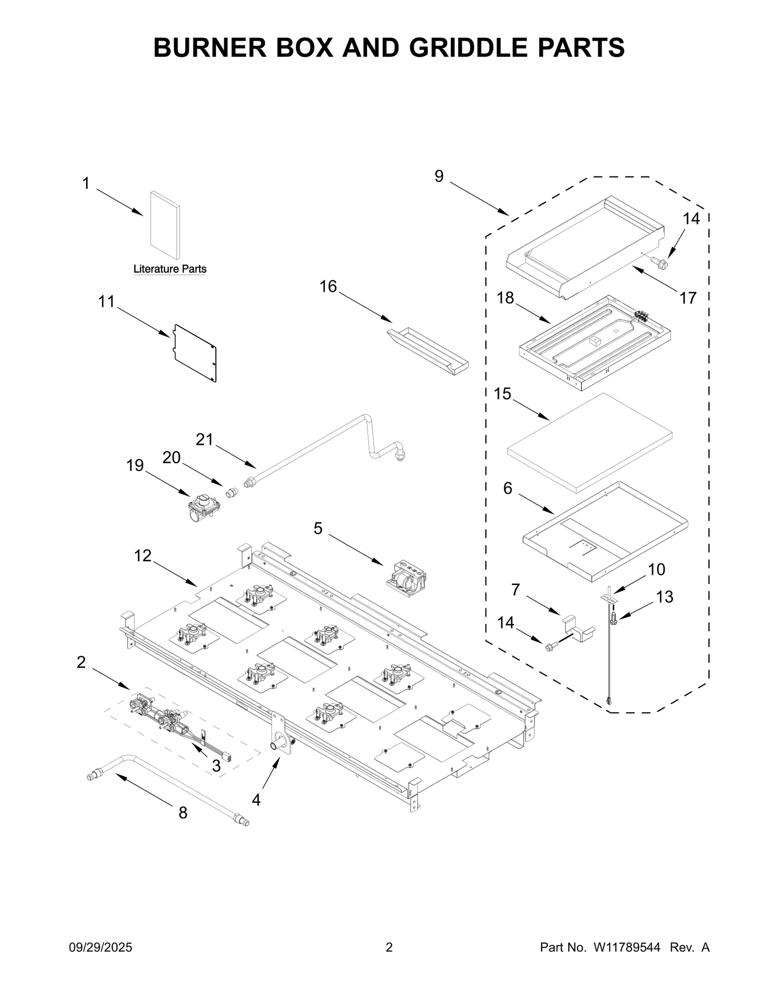 BURNER BOX AND GRIDDLE PARTS