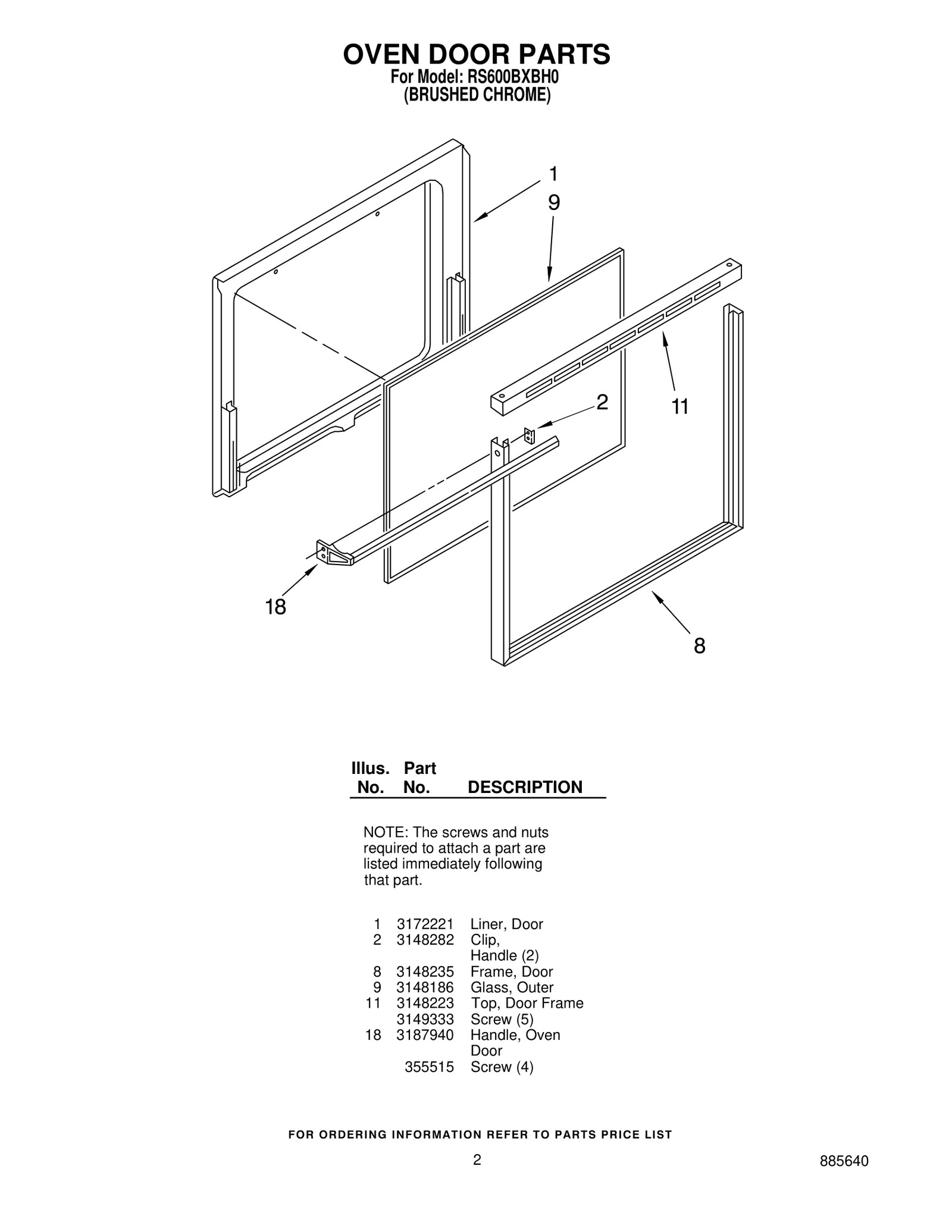 OVEN DOOR PARTS