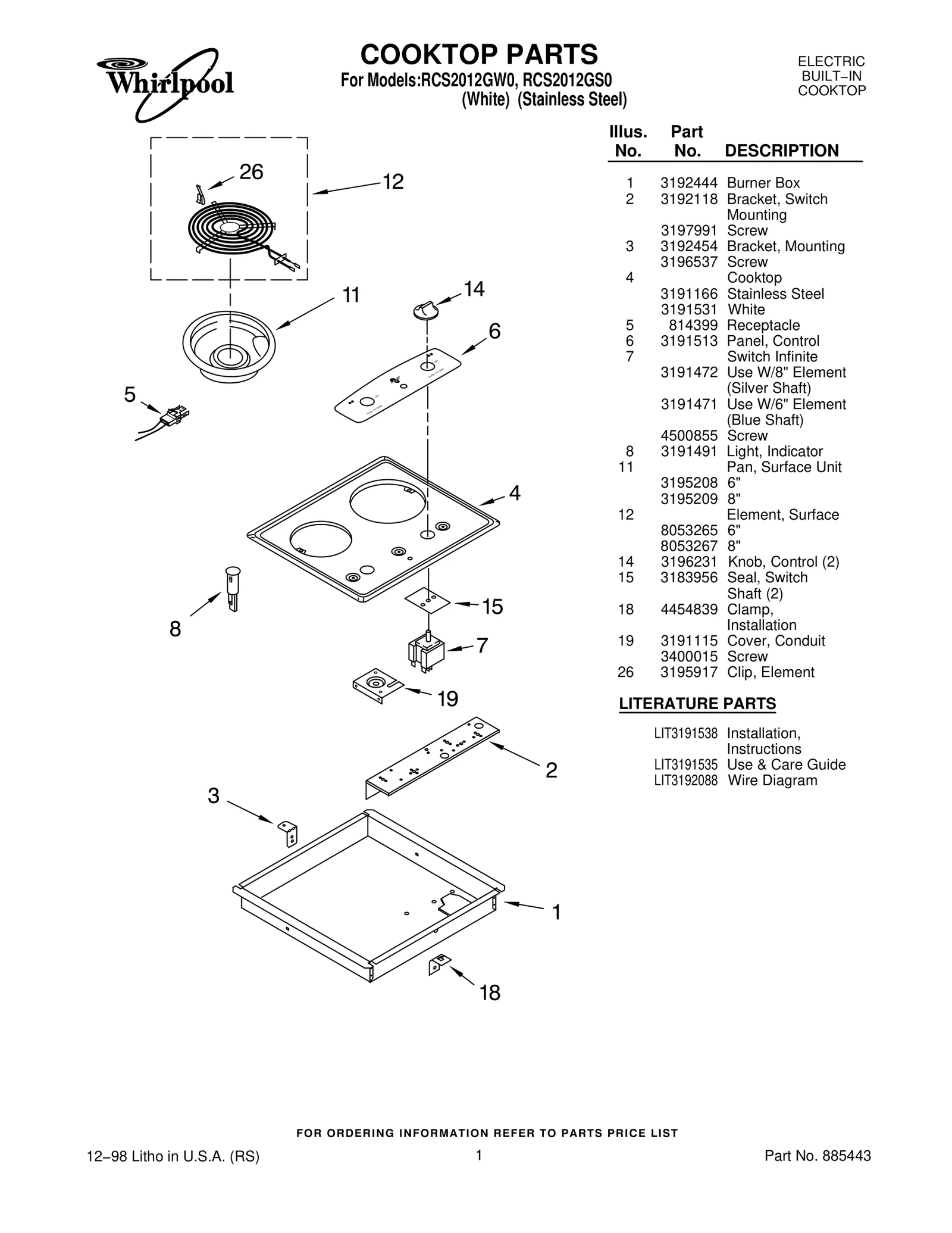 COOKTOP PARTS