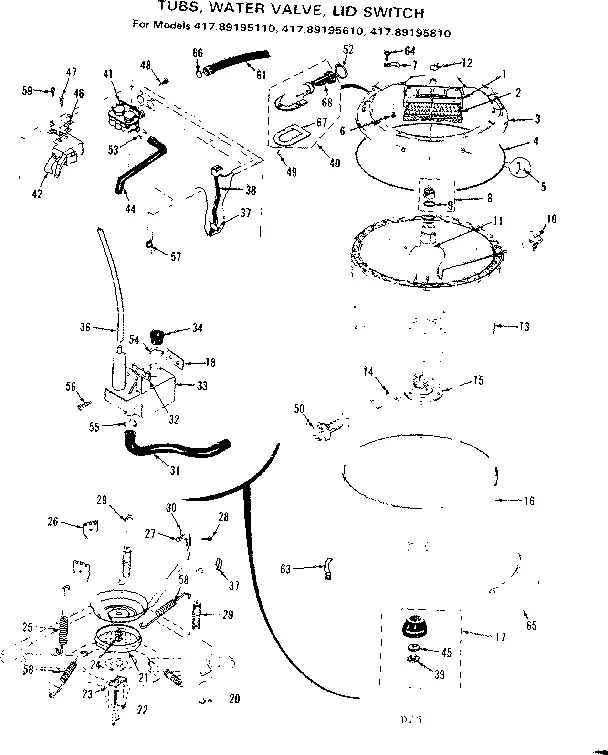 TUBS, WATER VALVE, LID SWITCH