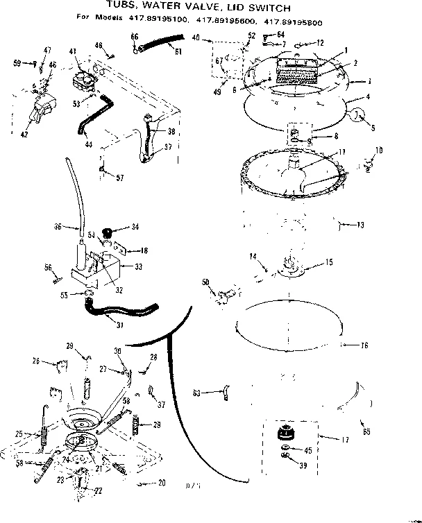 TUBS, WATER VALVE, LID SWITCH
