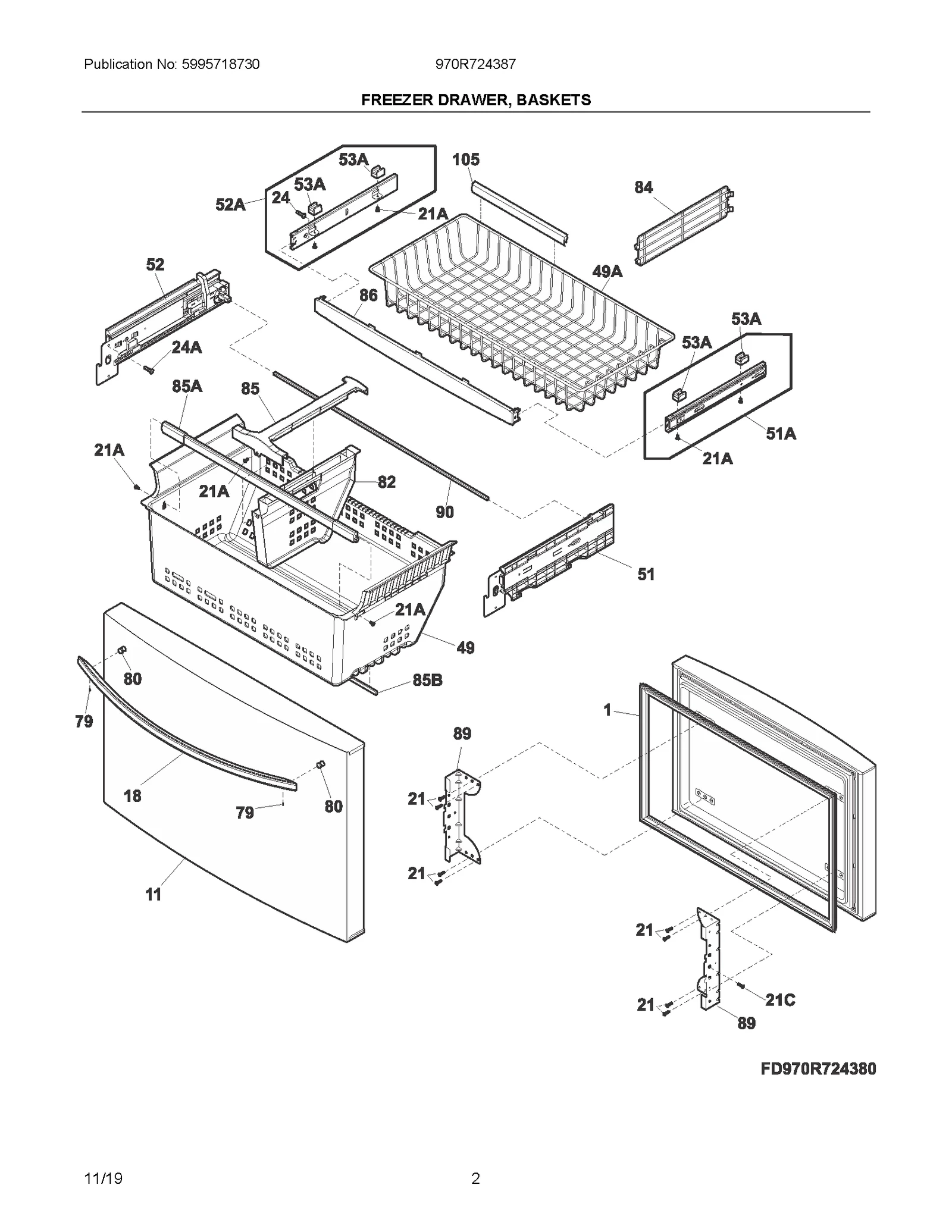 FREEZER DRAWER, BASKETS
