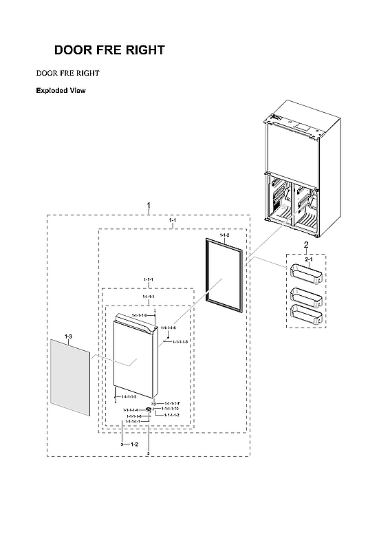 RIGHT FREEZER DOOR PARTS