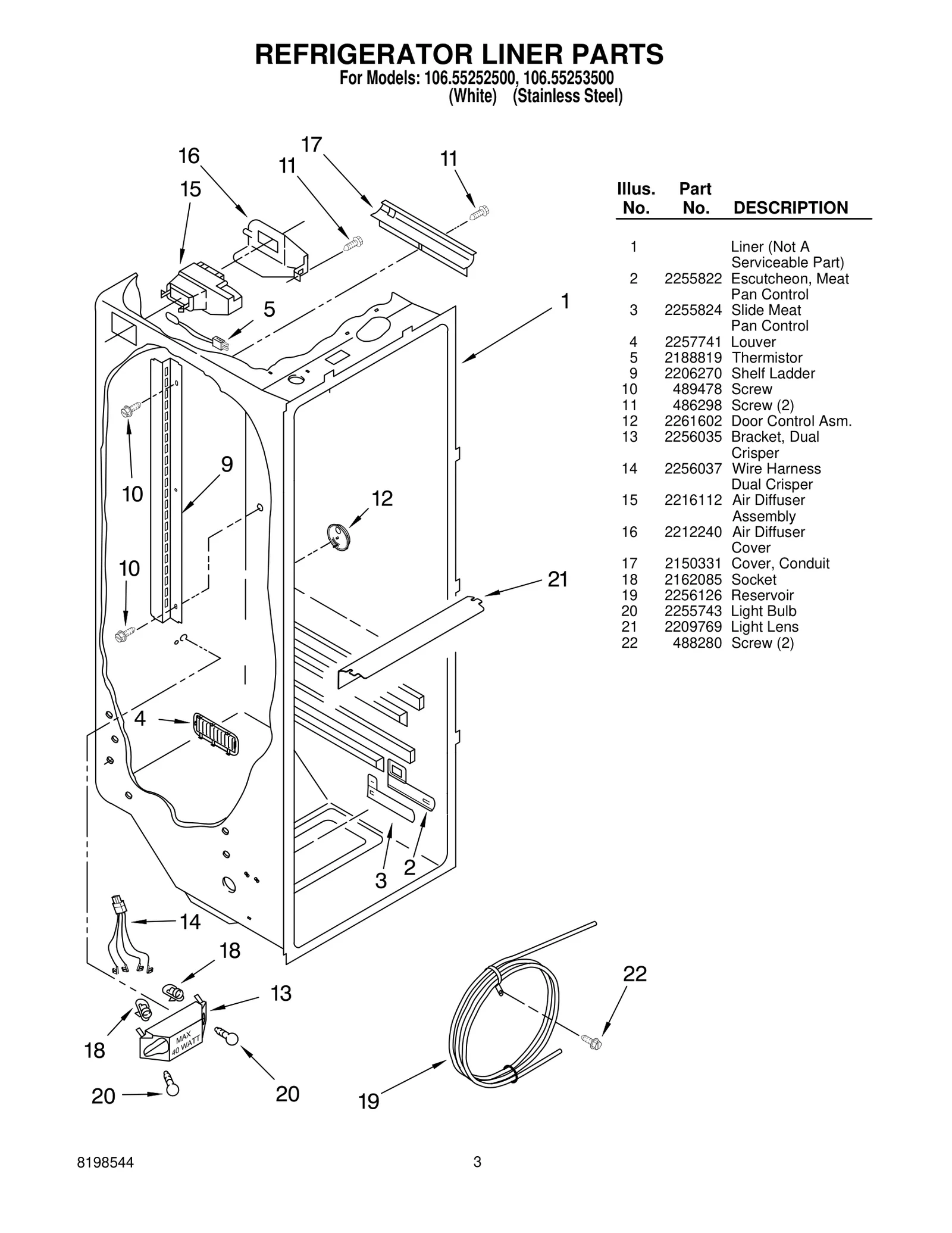 REFRIGERATOR LINER PARTS