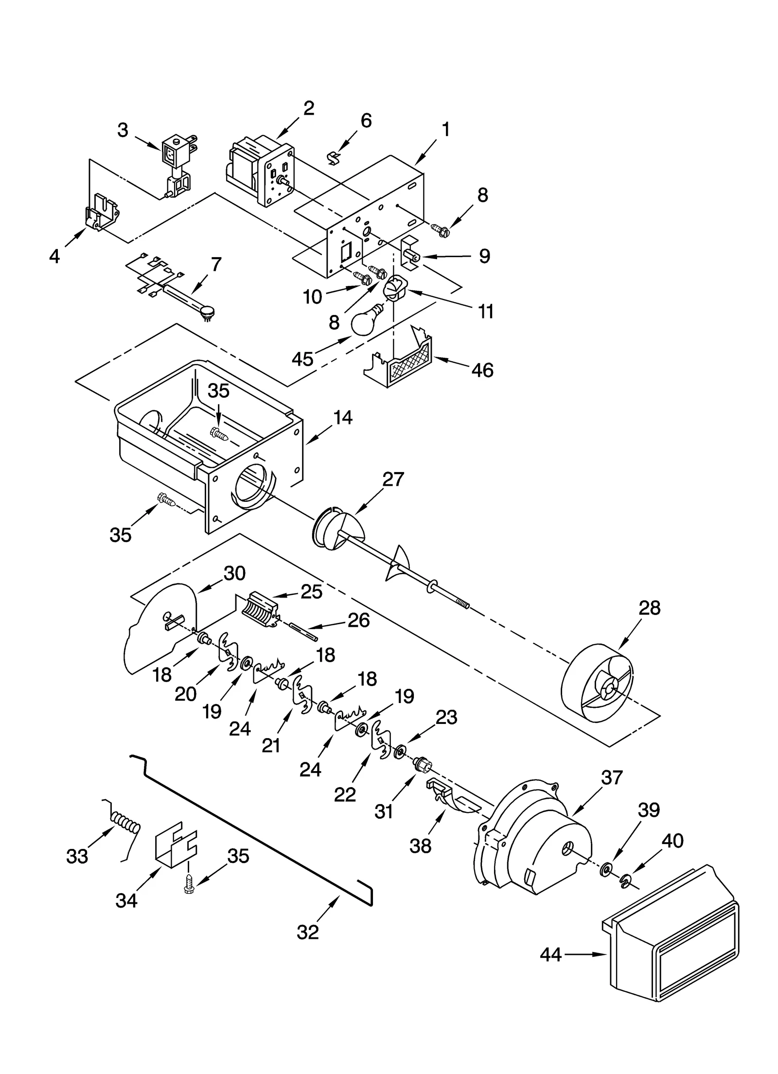 MOTOR AND ICE CONTAINER PARTS